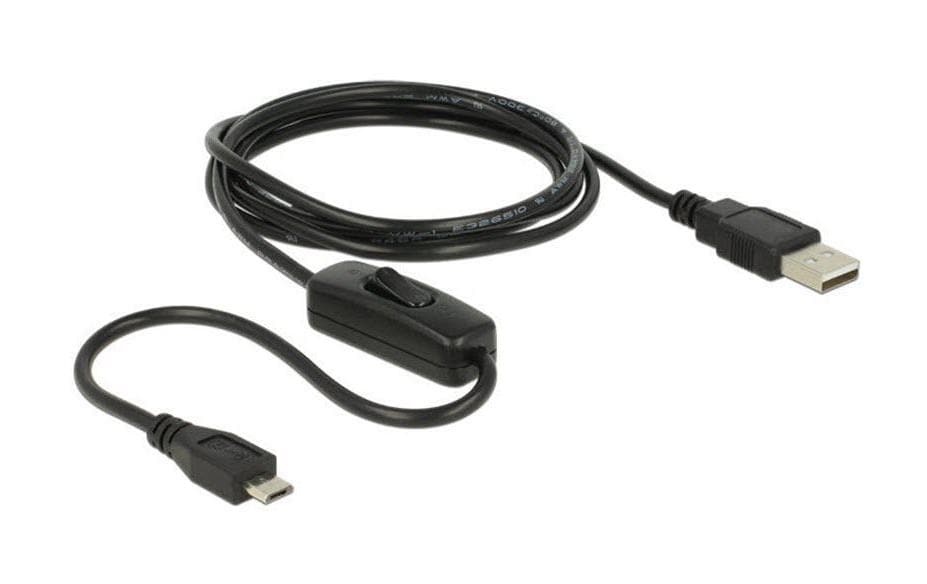 DeLOCK USB-A auf Micro-USB-B Kabel – USB 2.0 (480 Mbit/s) – 1,5 m – mit Schalter – Schwarz