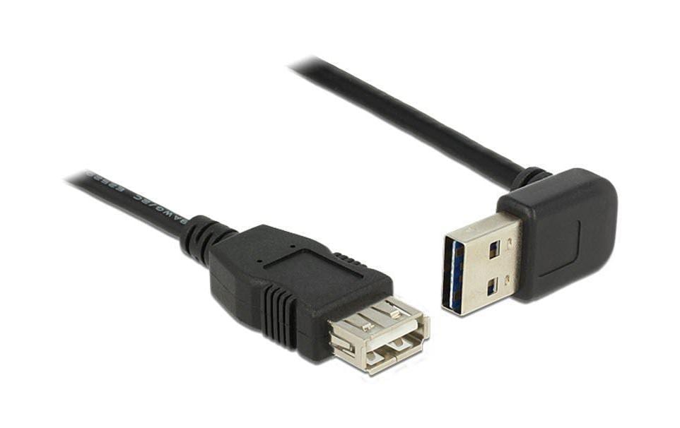 DeLOCK USB-A Verlängerungskabel (Stecker auf Buchse) – USB 2.0 (480 Mbit/s) – 1 m – Abgewinkelt – Schwarz