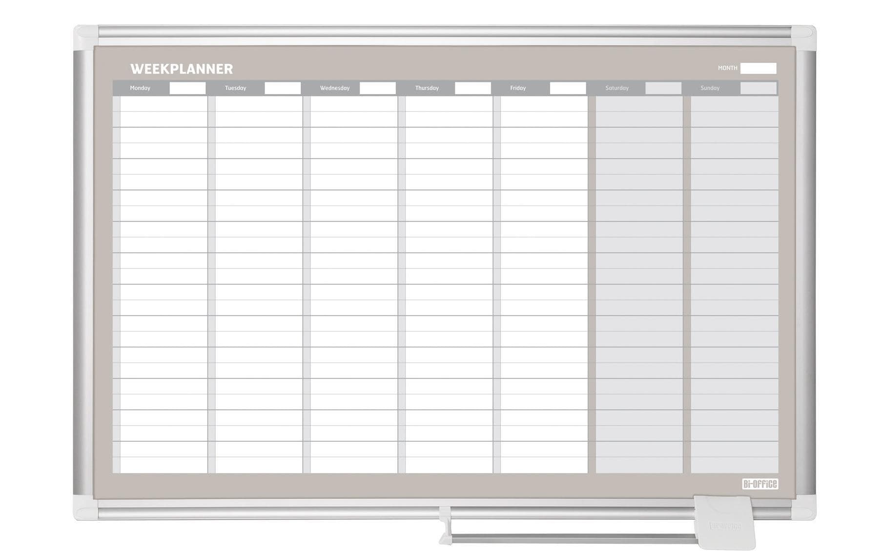 Bi-Office Whiteboard – Silber, Weiss, 90 × 60 cm, Wochenplaner