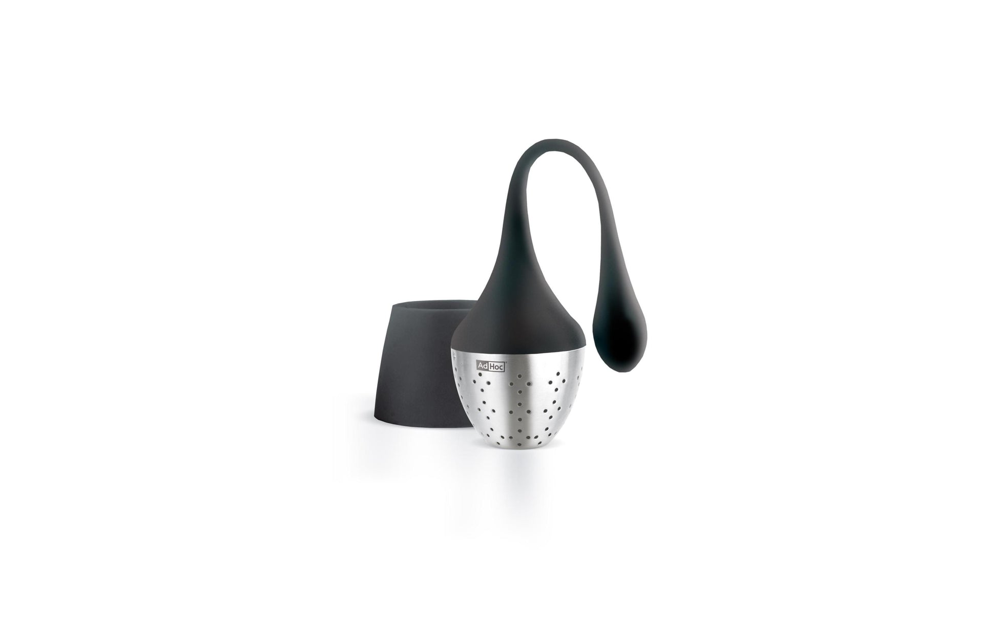 AdHoc Teesieb Ø 4 × 11,5 cm, Silikon/Edelstahl, Schwarz