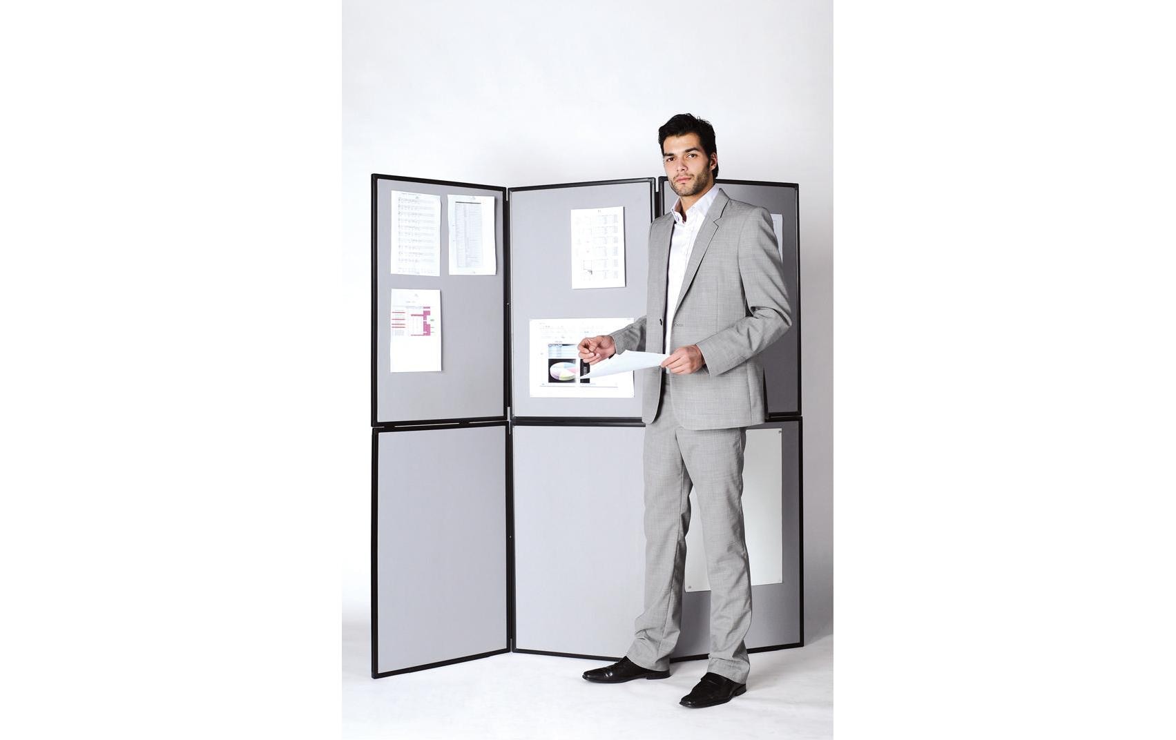 Bi-Office Stellwand – Kunststoff, Grau – 900 × 600 mm – Kunststoffrahmen