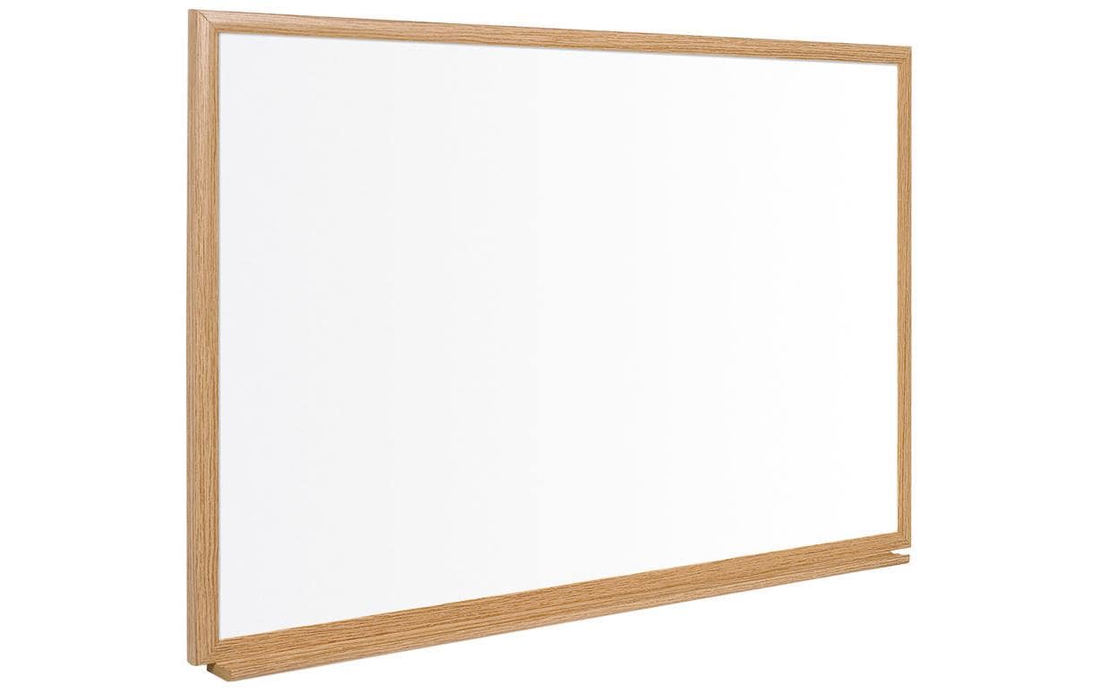 Bi-Office Whiteboard – 150 × 100 cm, lackierter Stahl, Holzrahmen, Eiche, inkl. Stiftablage