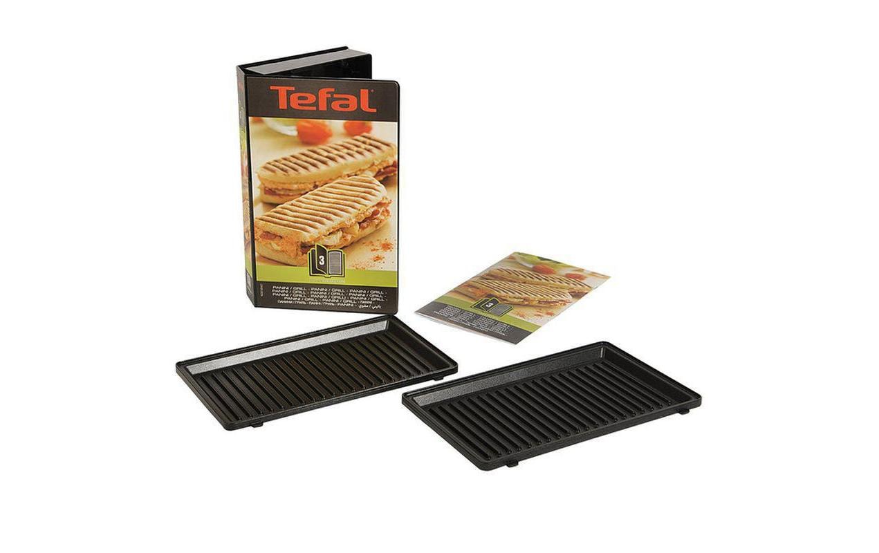 Tefal Grillplatte Snack Collection – 22,6 × 13,2 cm – für Panini, Aluminiumguss, Schwarz