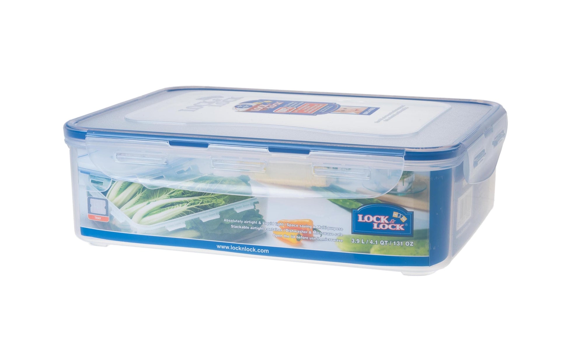 Lock & Lock HPL 834 – Vorratsdose 3,9 l, 29,5 × 23 × 8,4 cm, Polypropylen (PP), transparent/blau