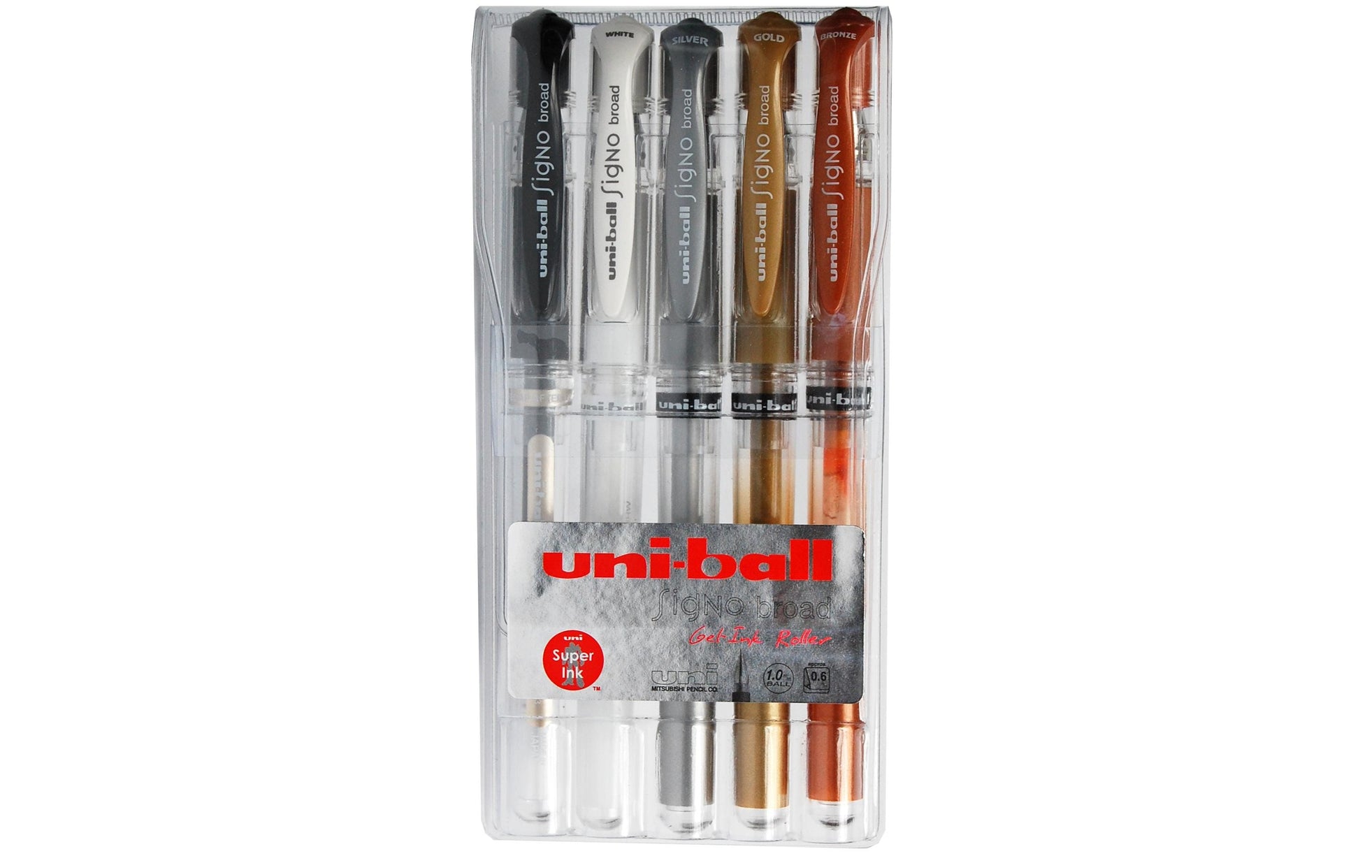 Uni-Ball Signo Broad Gelschreiber – Farben sortiert, Spitze 0,65 mm, 5er-Set