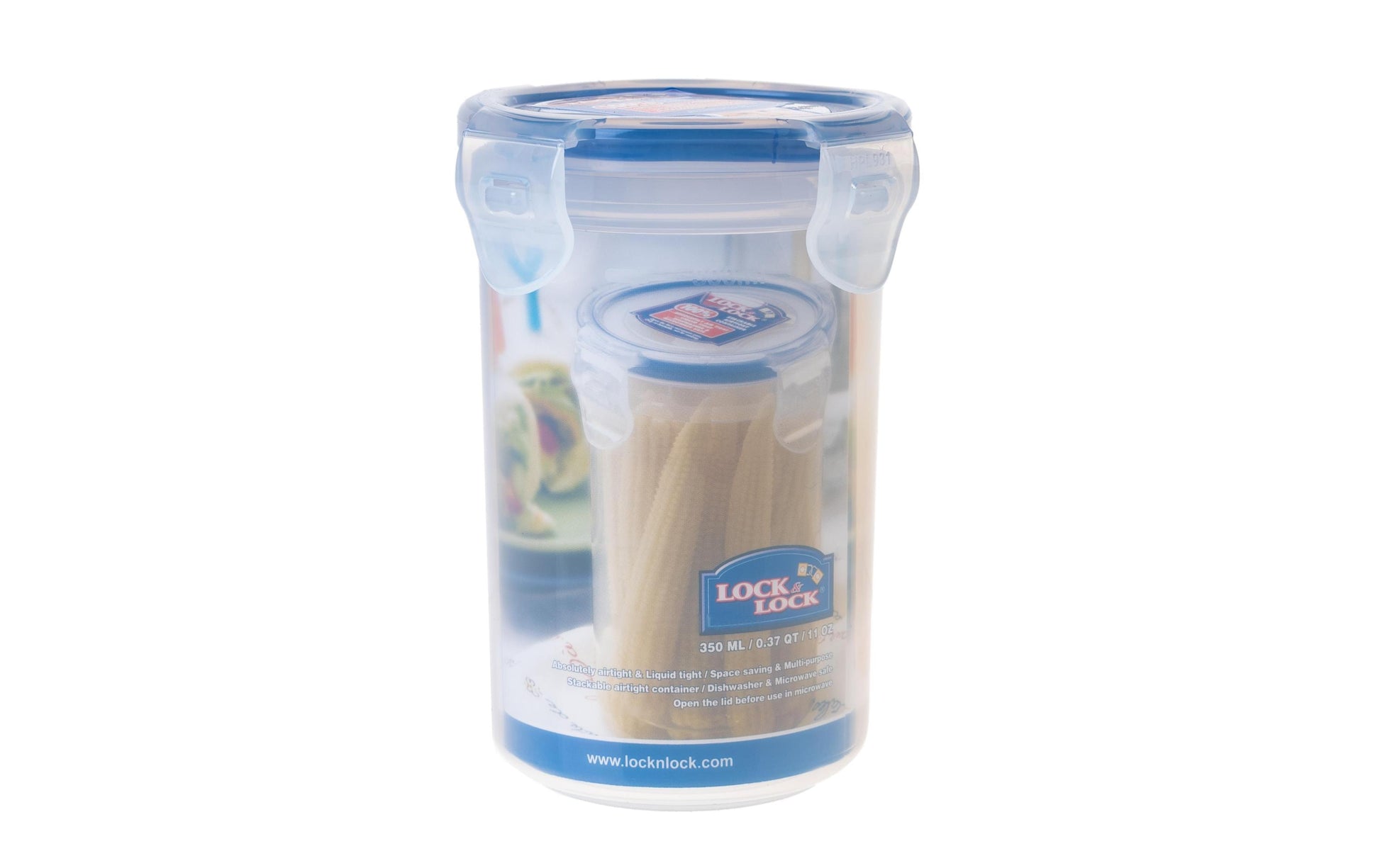 Lock & Lock Vorratsdose 350 ml, Ø 8,9 × 12,2 cm, Polypropylen (PP), transparent/blau