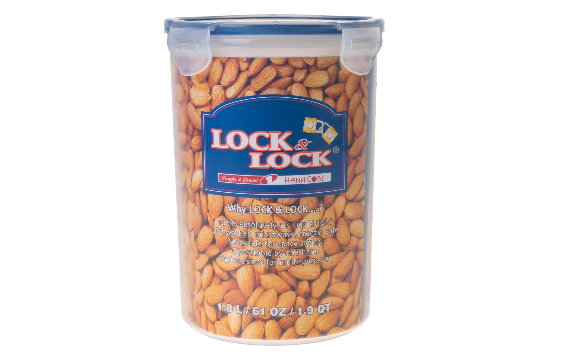 Lock & Lock Vorratsdose 1,8 L, Ø 14,2 × 18,6 cm, Polypropylen (PP)/Silikon, Transparent