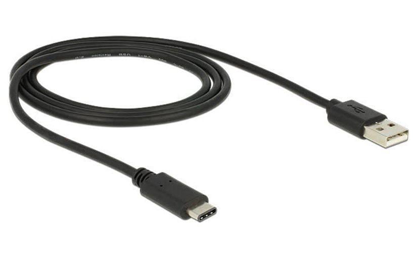DeLOCK USB-A auf USB-C Kabel – USB 2.0 (480 Mbit/s) – 1 m – Schwarz