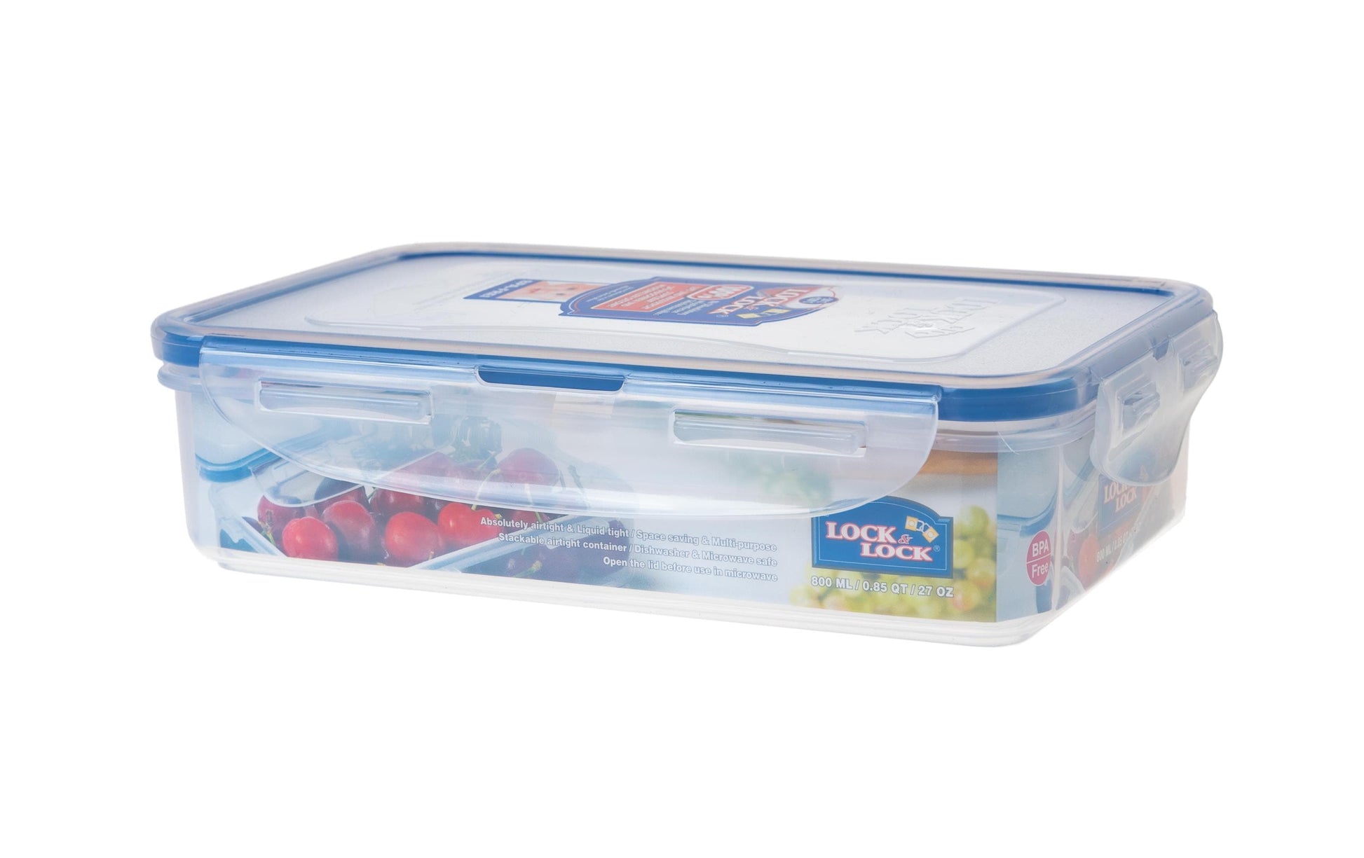 Lock & Lock Vorratsdose 800 ml, 13,4 × 20,5 × 5,2 cm, Kunststoff/Silikon, Transparent