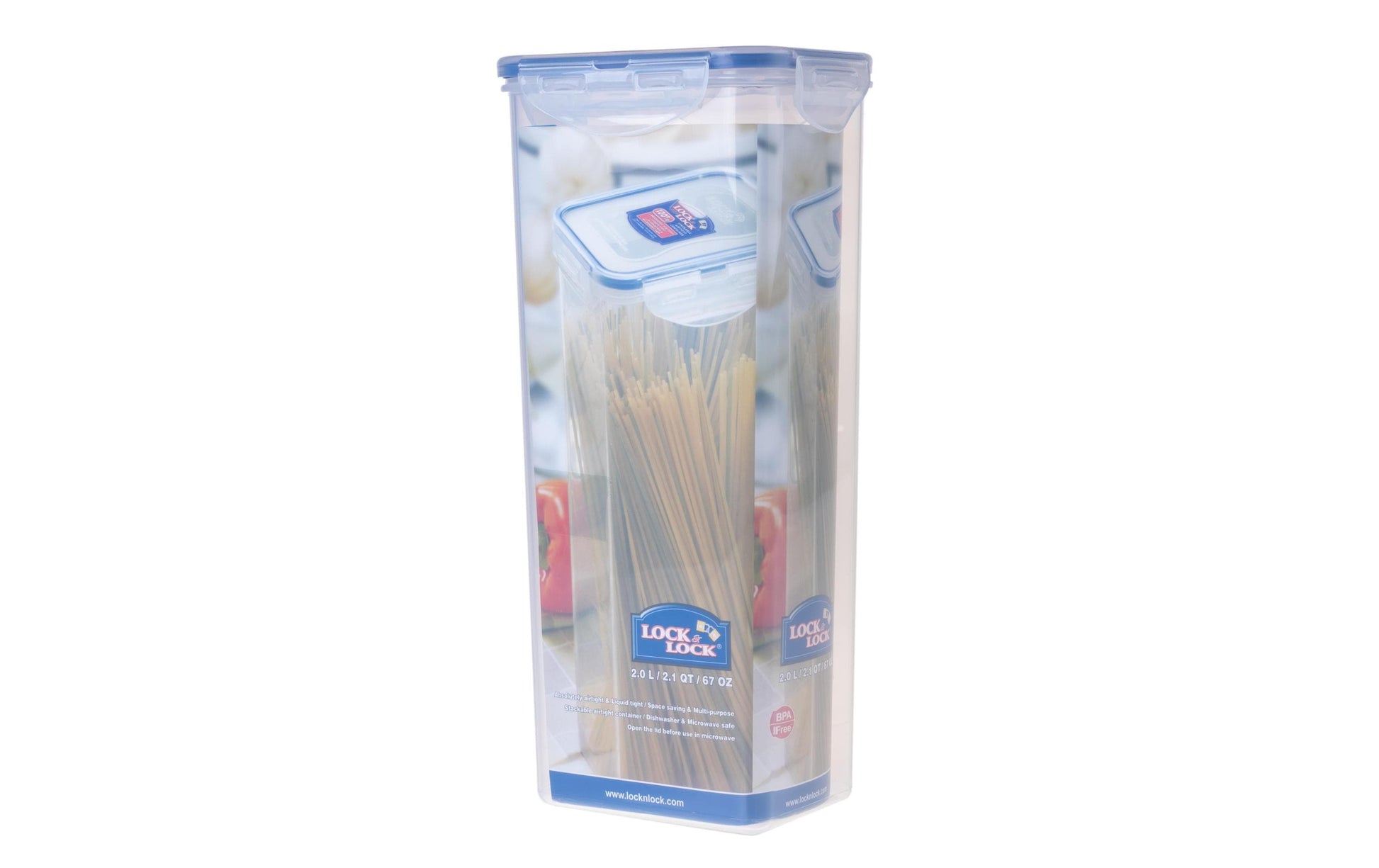 Lock & Lock Vorratsdose 2 l, 10,2 × 10,2 × 29 cm, Polypropylen (PP), transparent