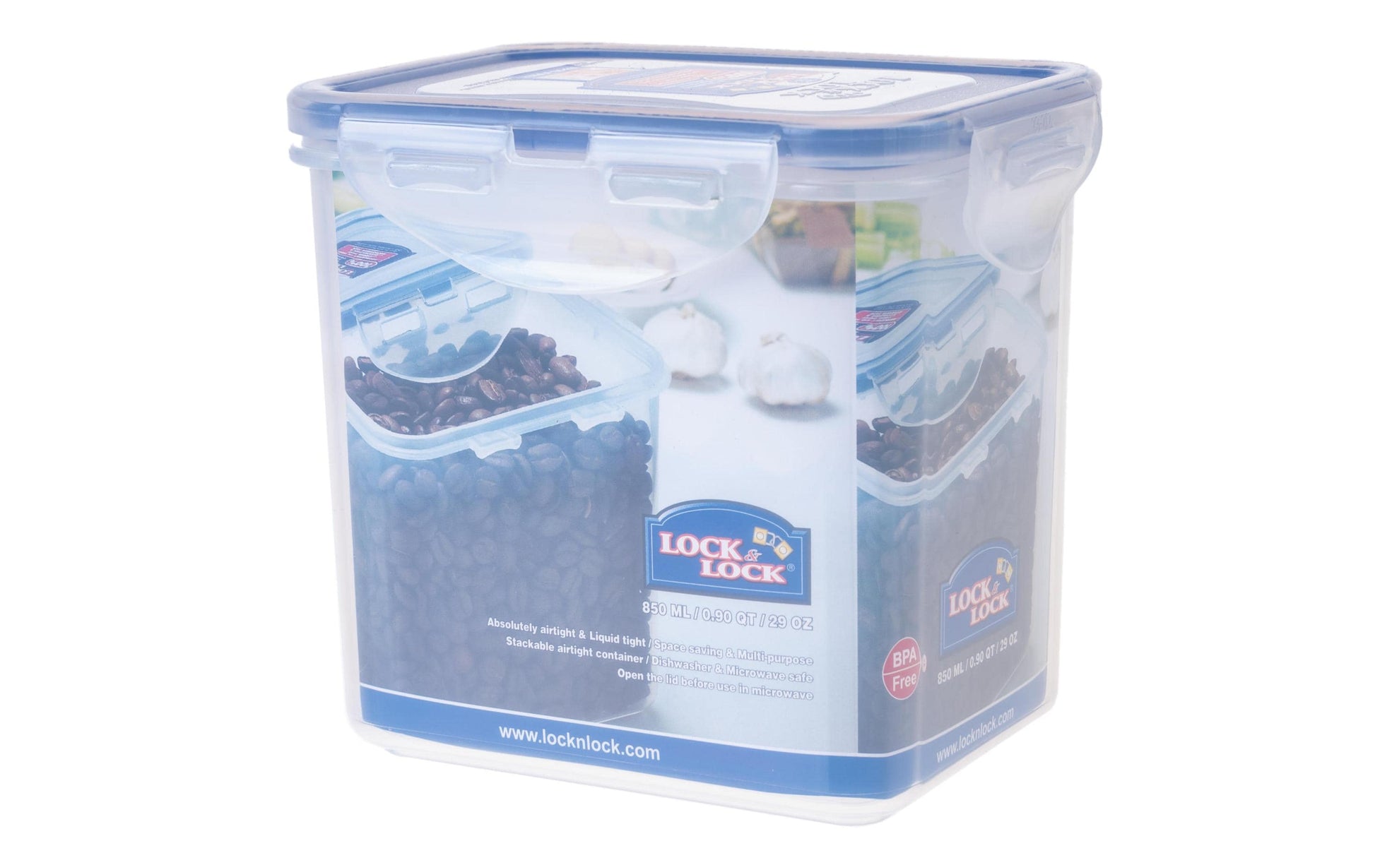 Lock & Lock Vorratsdose 850 ml, 13,5 × 10,2 × 11,8 cm, Polypropylen (PP)/Silikon, Transparent