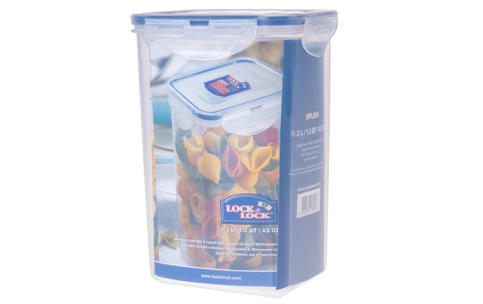 Lock & Lock Vorratsdose 1,3 l, 13,5 × 10,2 × 18,5 cm, Polypropylen (PP)/Silikon, luftdicht, transparent
