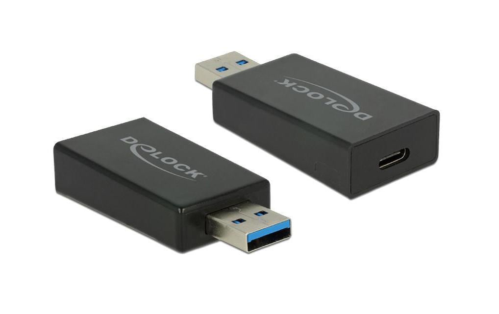 DeLOCK 65689 Adapter USB-A zu USB-C – USB 3.2 Gen 2 (10 Gbit/s), 1,5 A, Etron EJ179V – Schwarz