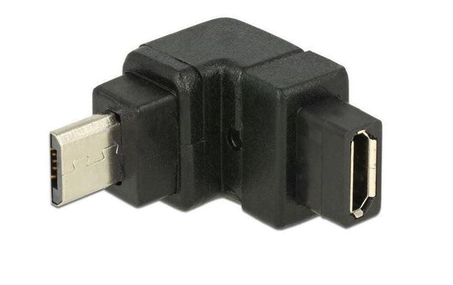 DeLOCK USB-Adapter USB-Micro-B auf USB-Micro-B – USB 2.0 (480 Mbit/s) – Abgewinkelt, Goldkontakte – Schwarz