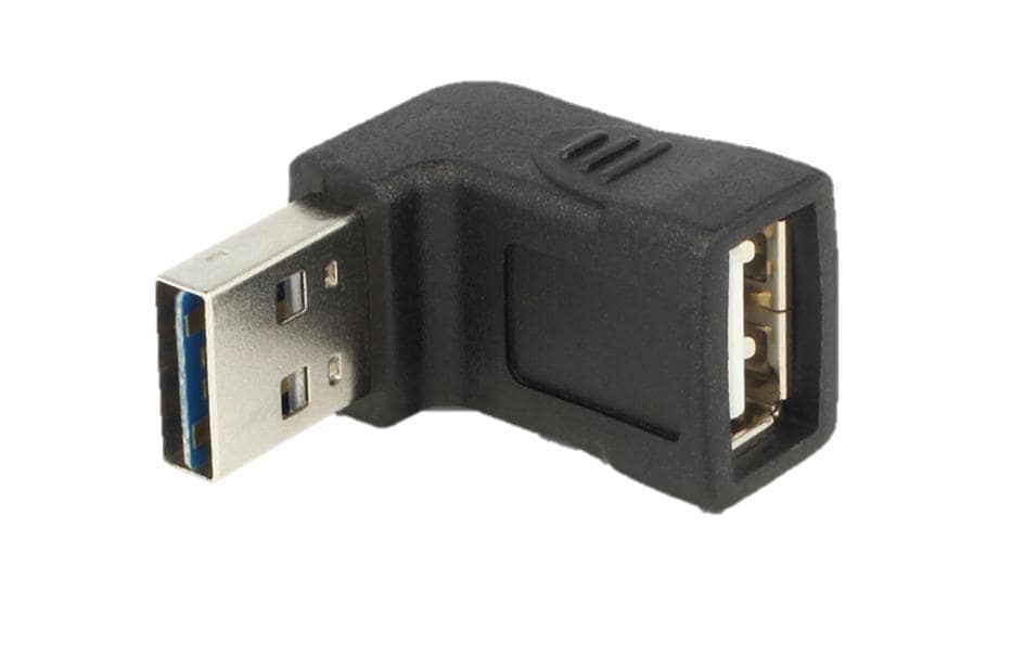 DeLOCK USB-Adapter USB-A auf USB-A – USB 2.0 (480 Mbit/s) – Abgewinkelt, vergoldete Kontakte – Schwarz