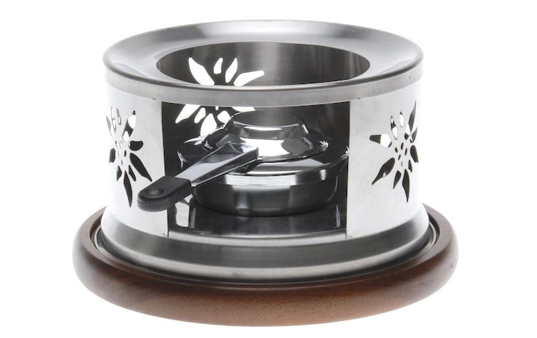 Nouvel Fondue-Rechaud 23 × 23 × 13,5 cm, Edelstahl/Akazie, Pastenbrenner, Silber