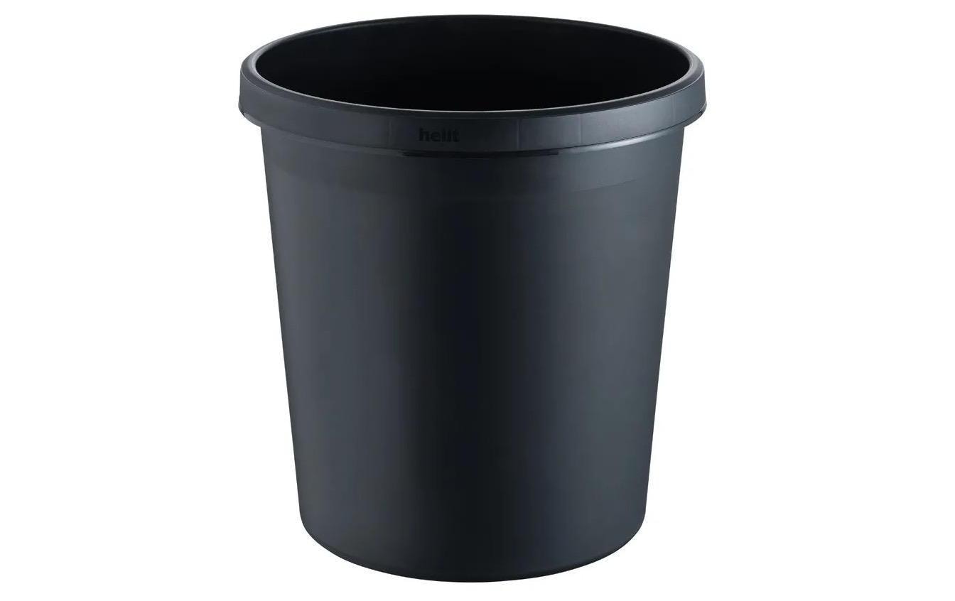 Helit Papierkorb the german – 18 l – Kunststoff, schwarz – Ø 315 × H 331 mm, schlagfest