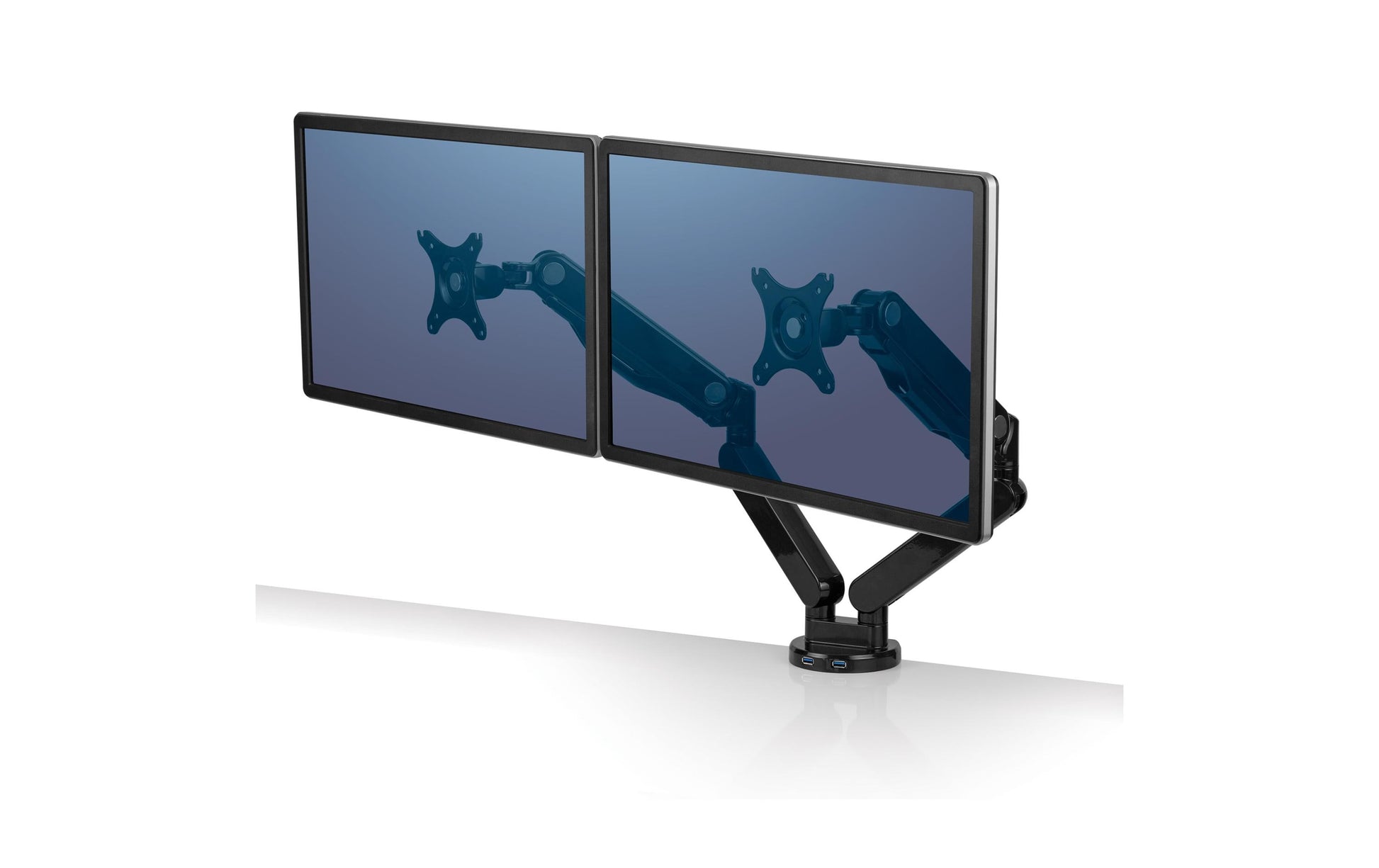 Fellowes Platinum – Monitorarm, Dual, bis 32", VESA 75 × 75/100 × 100 mm, 8 kg, Gasfeder, Schwarz
