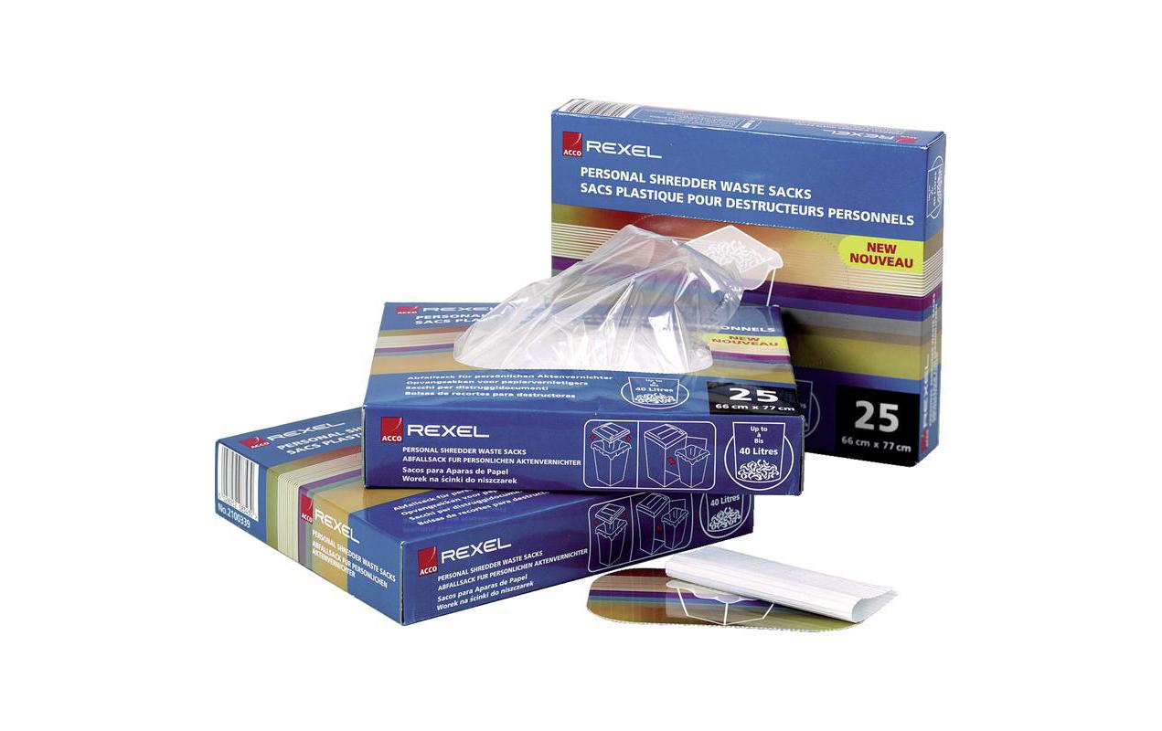 Rexel Abfallsäcke für Aktenvernichter – 175 l (600 × 600 × 1'200 mm), für 1150, 1250, 1500 Auto und andere – 100 Stück