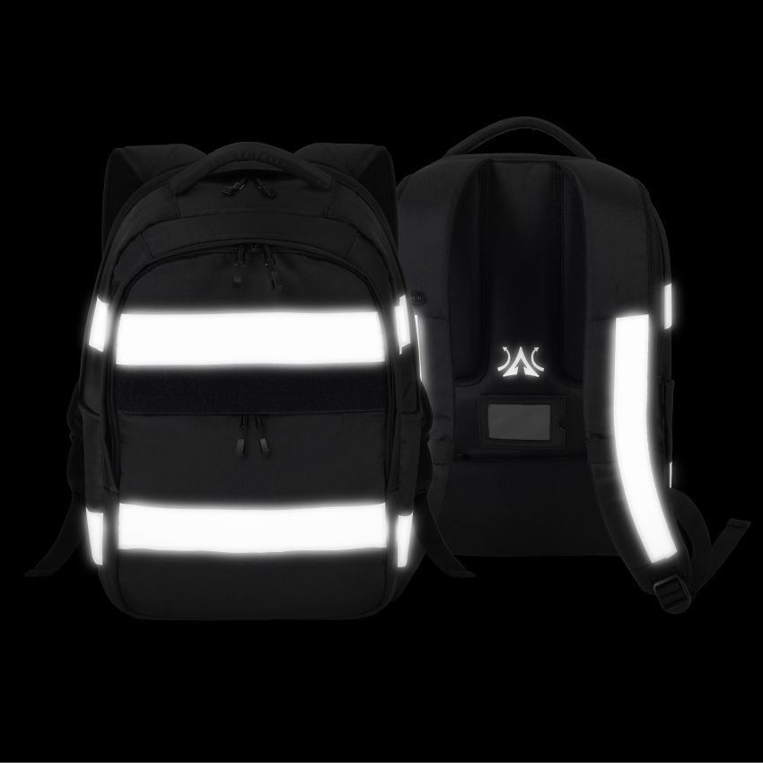 DICOTA REFLECTIVE – Notebook-Rucksack – 25 l, rPET, schwarz, Reflexstreifen