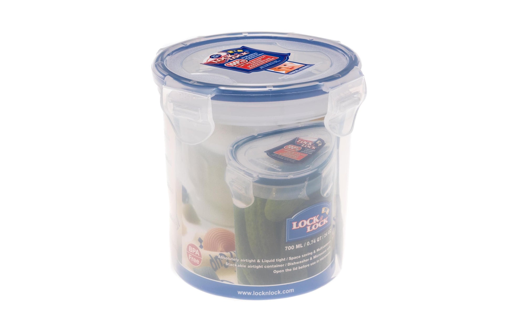 Lock & Lock Vorratsdose 700 ml, Ø 11,4 × 11,7 cm, Polypropylen (PP), transparent/blau