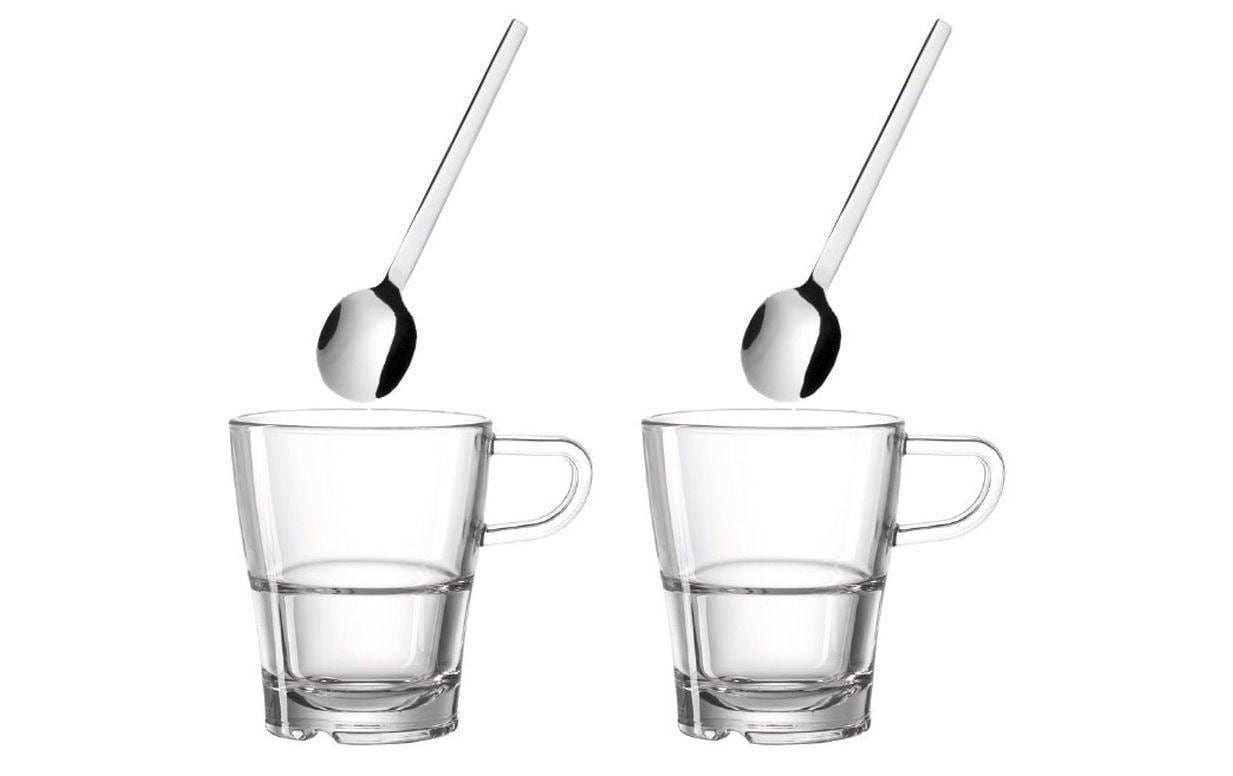 LEONARDO Senso Kaffeetassen – 4-teiliges Set, 250 ml, Ø 8,0 cm, H 12,6 cm, Glas, spülmaschinenfest