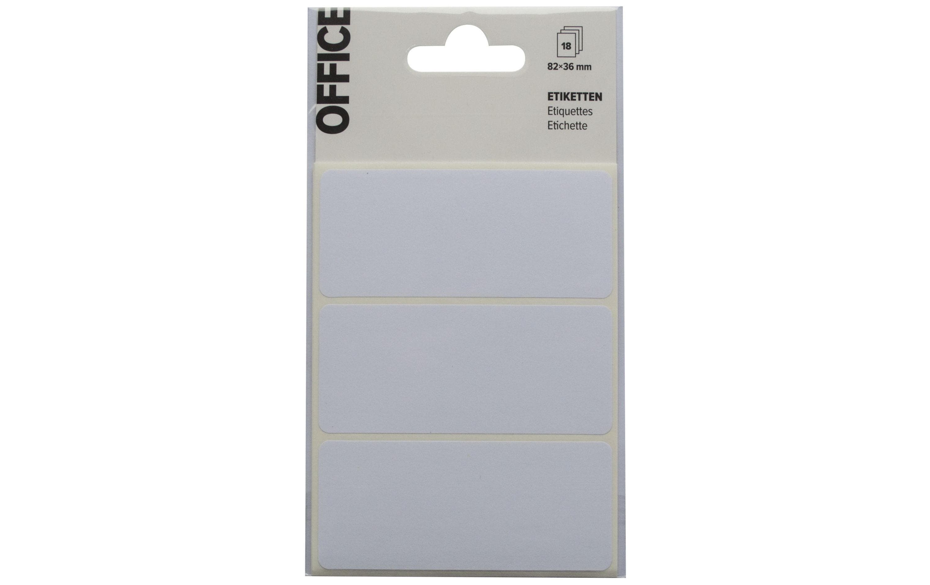 Office Haftetiketten – rechteckig 36 × 82 mm, permanent, weiss, 6 Blatt (18 Stk.)
