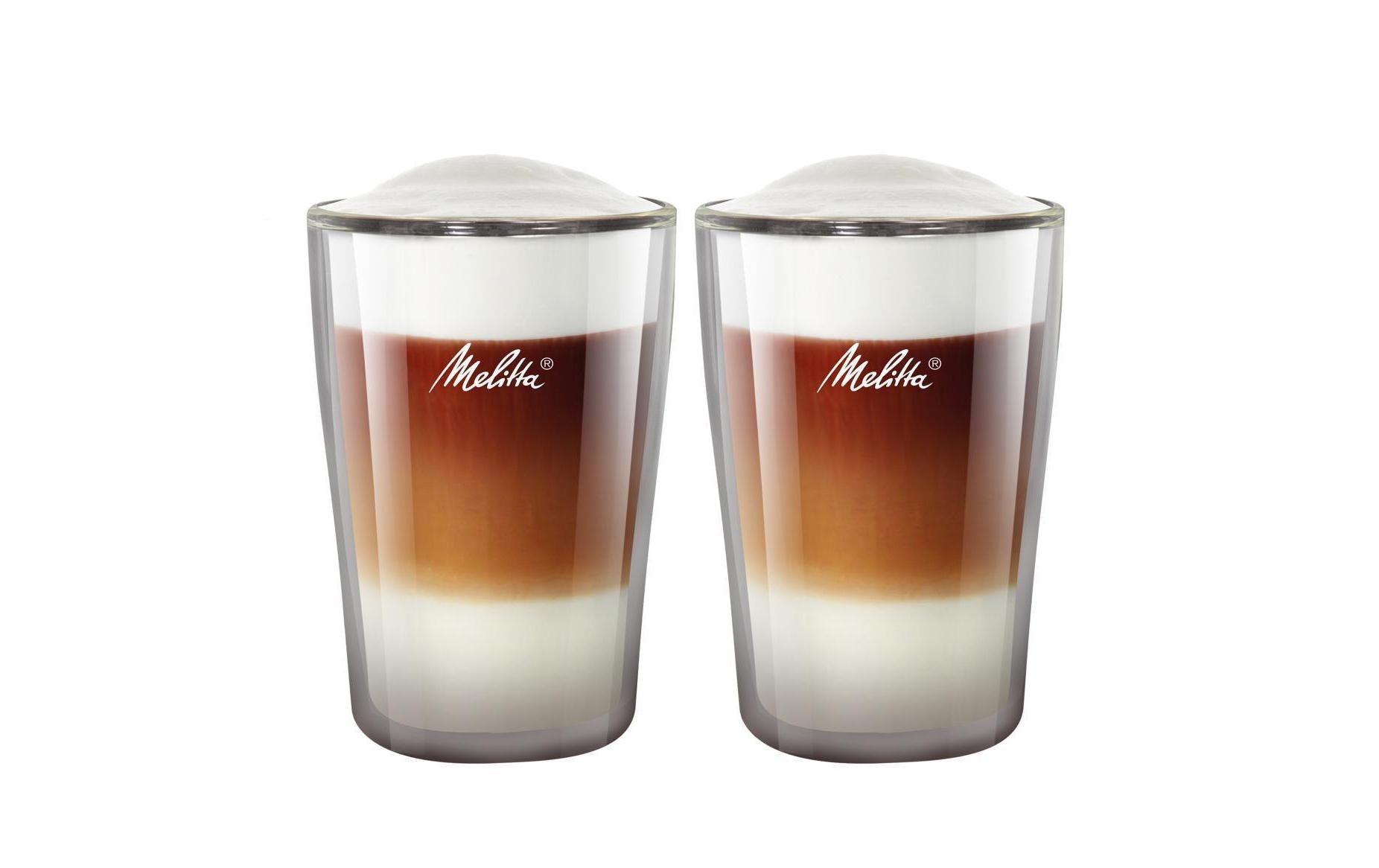Melitta Latte Macchiato Glas – 2er Set, 300 ml, Ø 8,5 cm, Borosilikatglas, doppelwandig