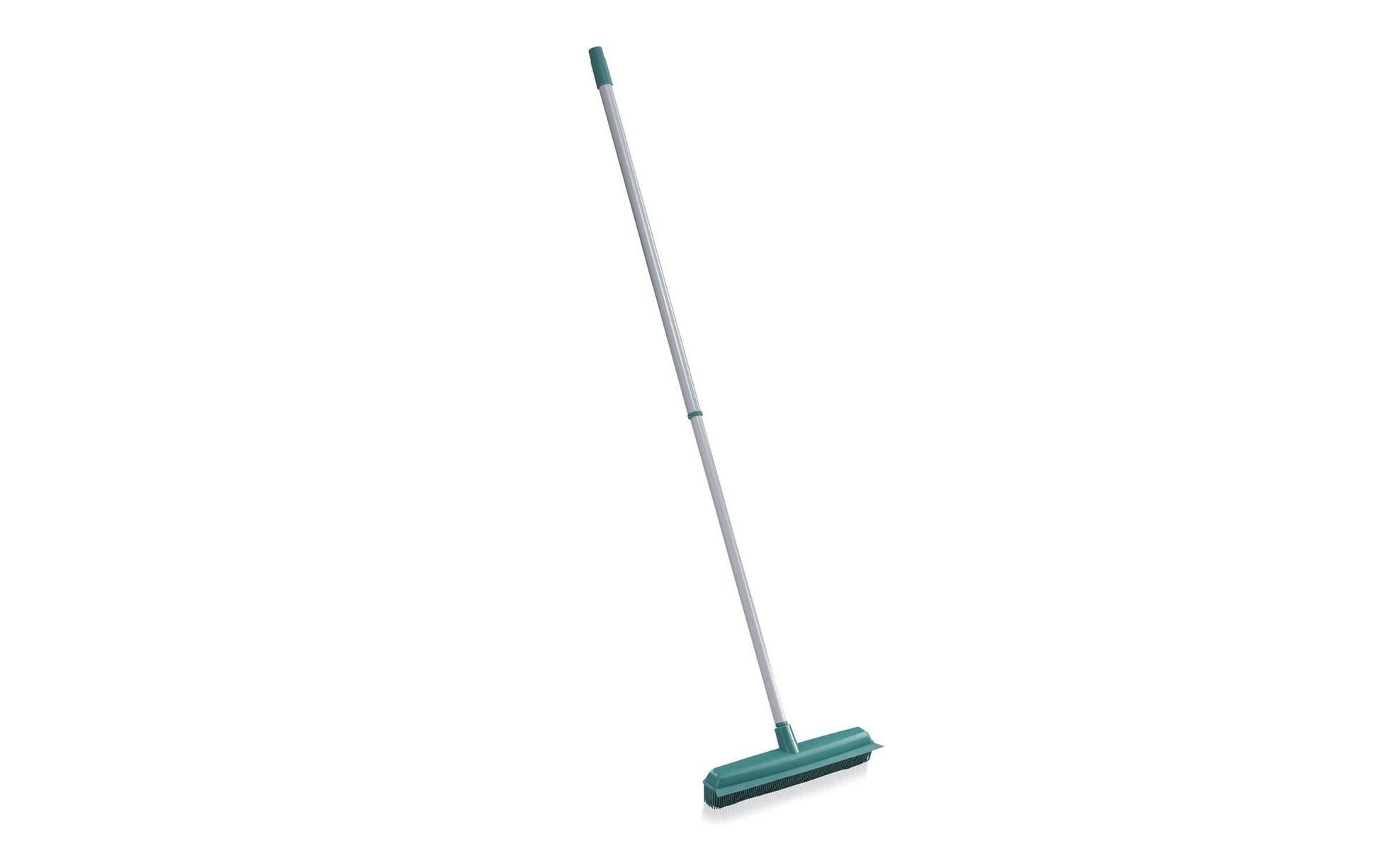 Leifheit Suprabesen – 35 cm, Teleskopstiel 100–140 cm, Gummiborsten, Stahl, Silber/Grün