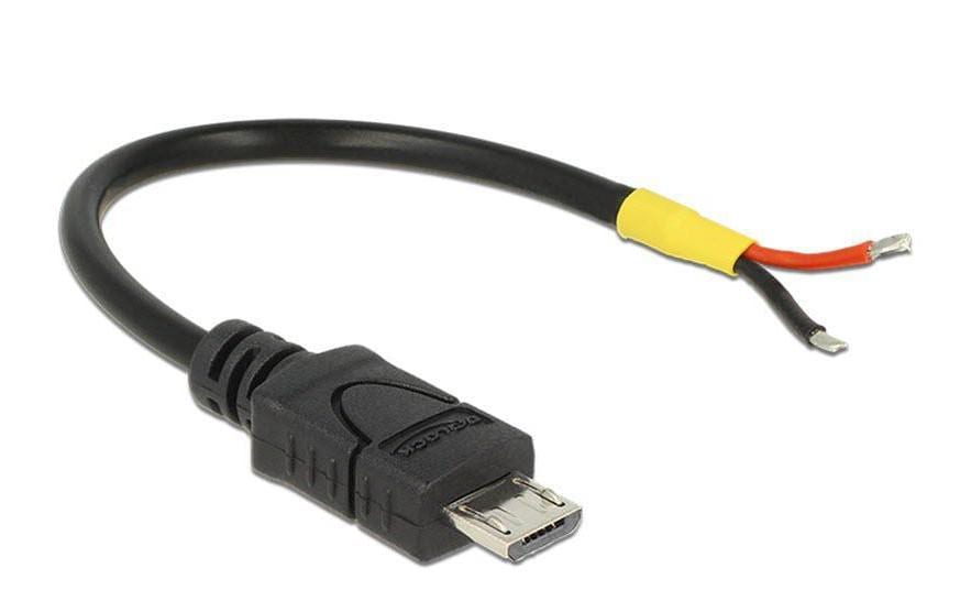DeLOCK USB-Kabel – USB Micro-B zu offenen Litzen – USB 2.0 – 0,1 m – Schwarz – für Raspberry Pi