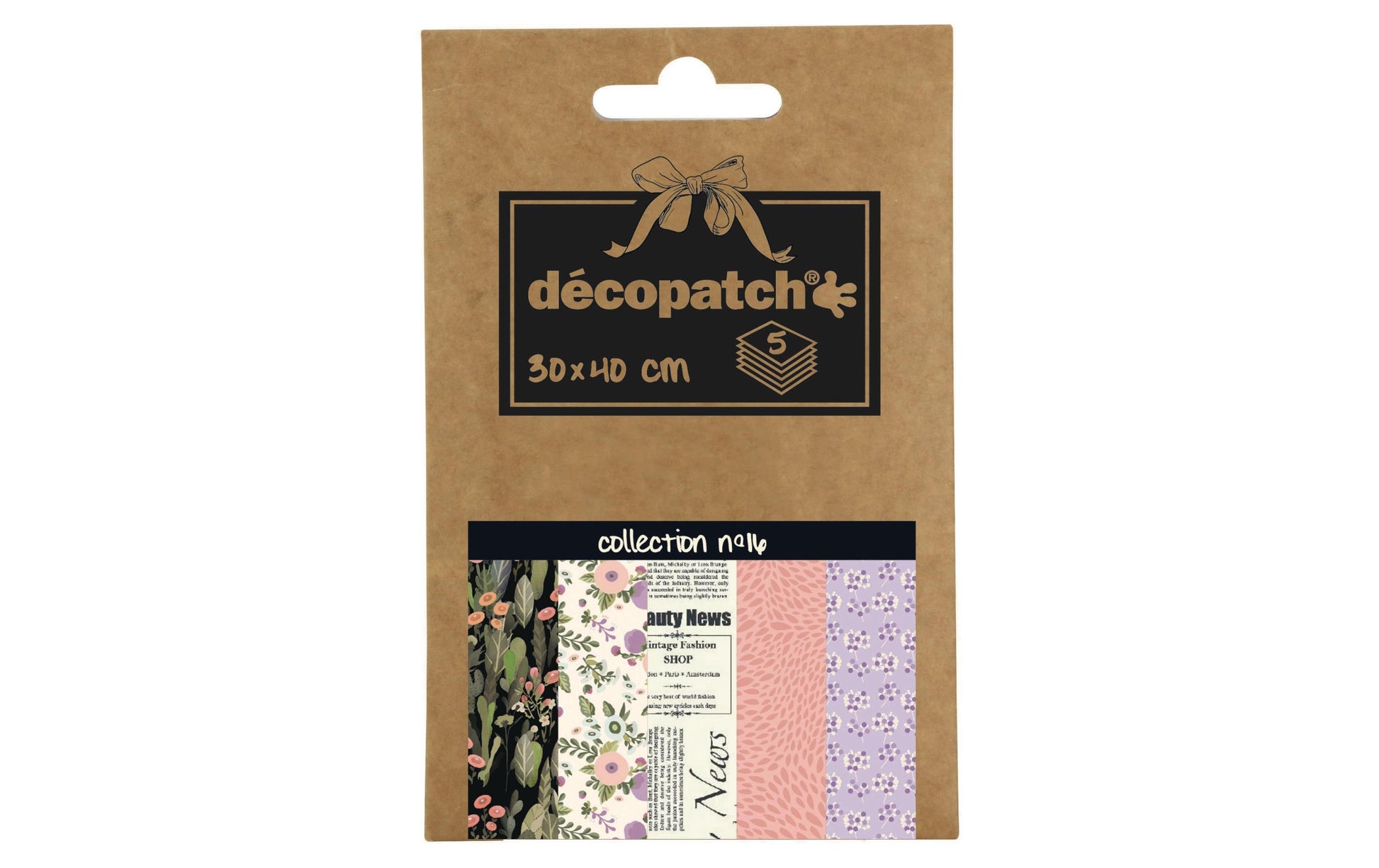 Décopatch Decoupage-Papier – 30 × 40 cm, Blumenmotiv, 20 g/m² – 5 Blätter