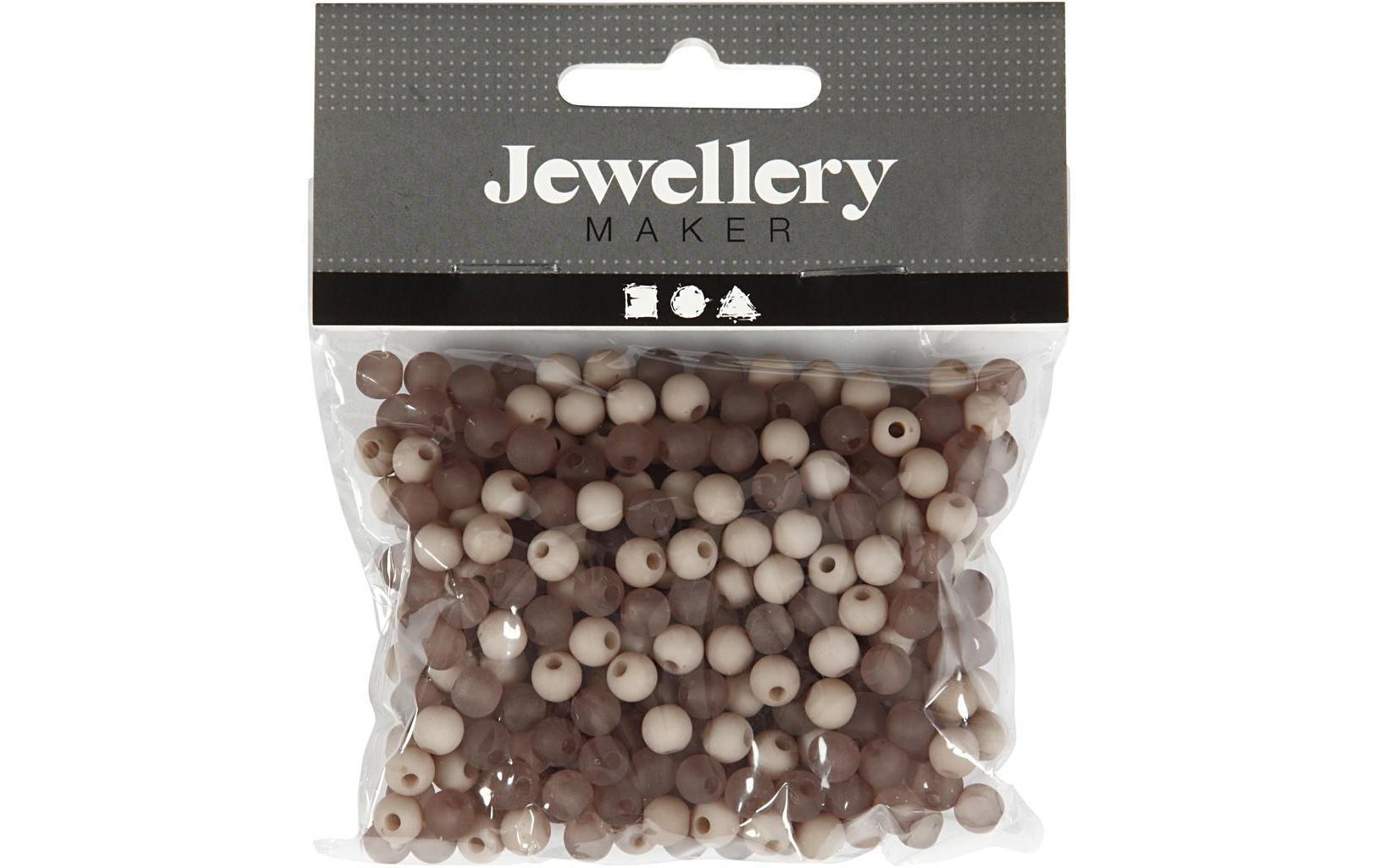 Creativ Company Perlenset, rund, Acryl – hellgrau – Ø 6 mm, Loch 2 mm – 150 Stk.