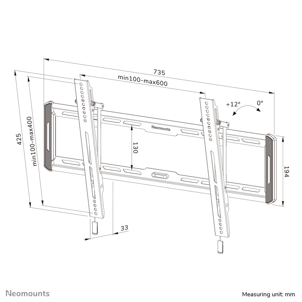 Neomounts Wandhalterung – neigbar – 42–86" – VESA 100×100–600×400 – bis 60 kg – WL35-550BL16