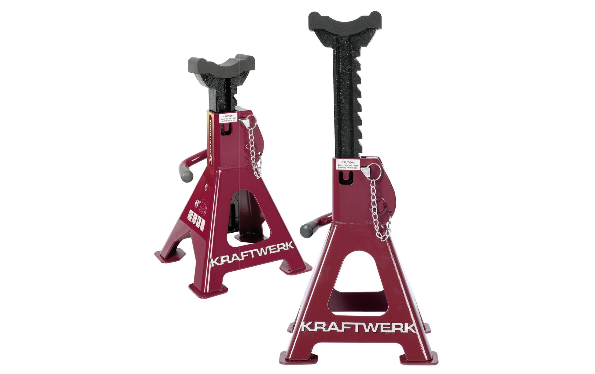 Kraftwerk Unterstellbock-Paar – Tragkraft 3000 kg, Höhe 28–42 cm, 10 Stufen, 7,2 kg, Rot