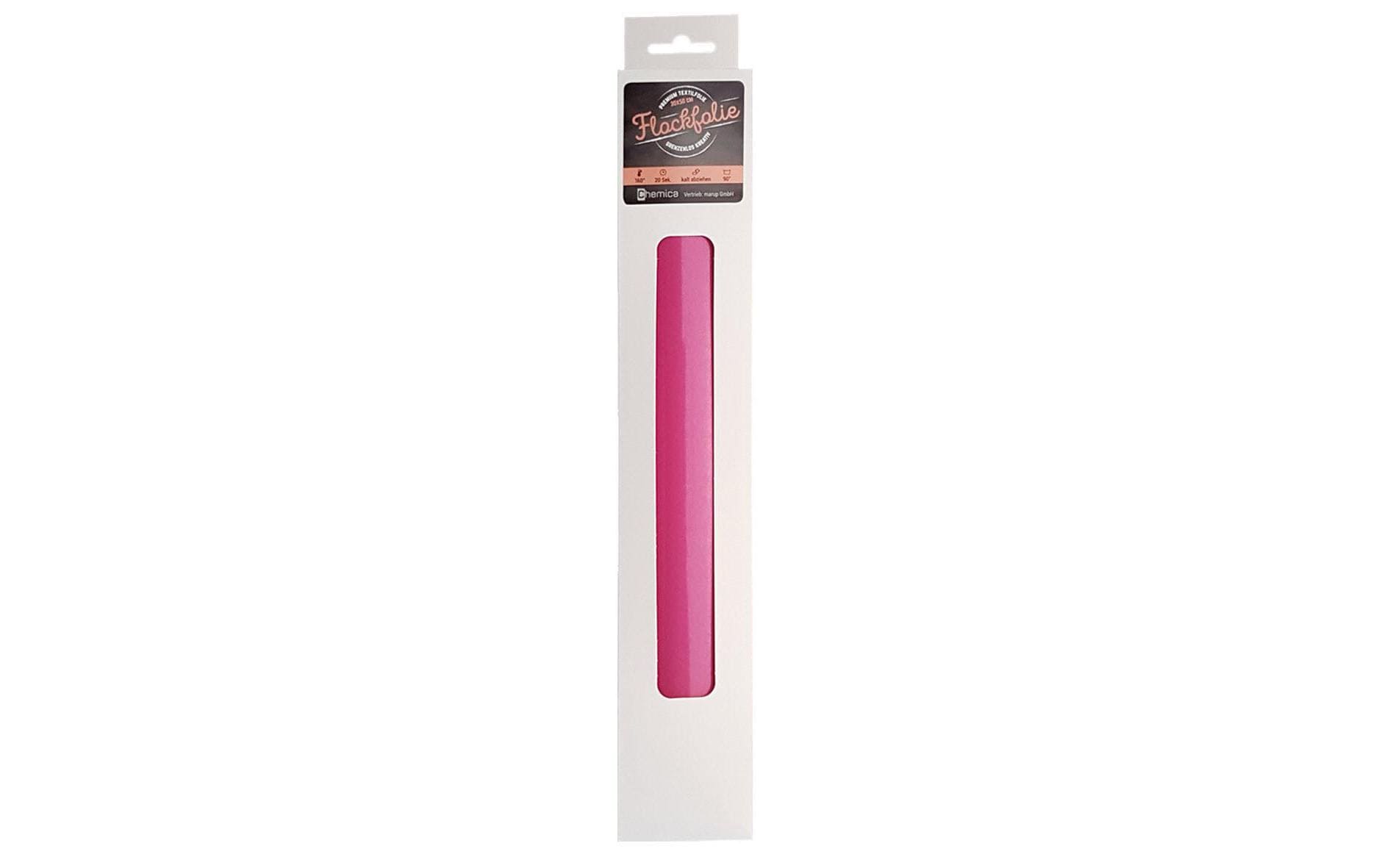 Chemica Aufbügelfolie (HTV), Viskose, Magenta, Flock (flauschig), 30 × 50 cm, 1 Rolle