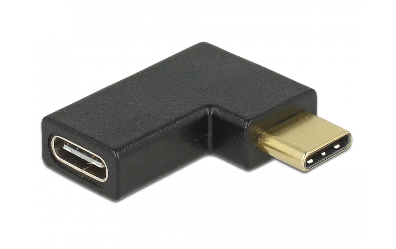DeLOCK USB-Adapter USB-C Stecker zu USB-C Buchse – USB 3.2 Gen 2 (10 Gbit/s) – Abgewinkelt – Schwarz
