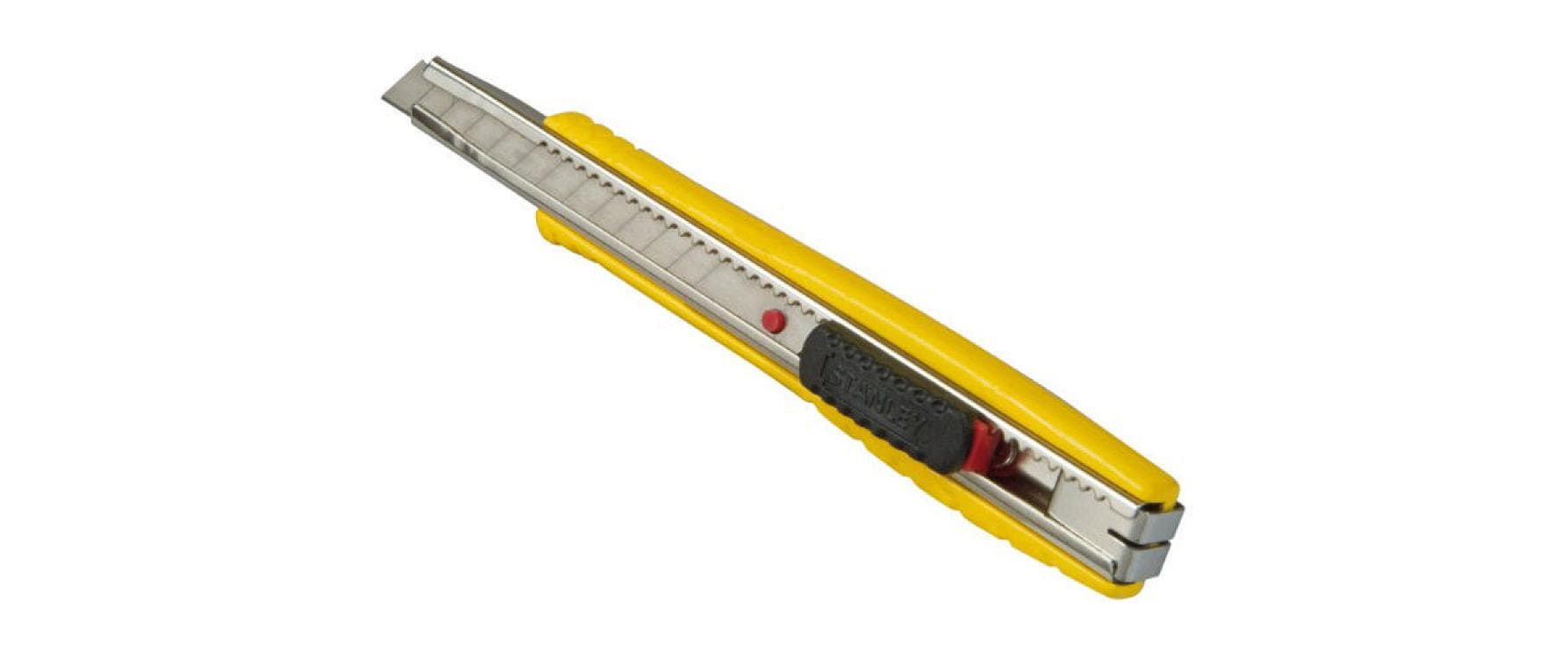 Stanley FatMax – Abbrechmesser 9 mm, Aluminium-Druckguss, einziehbar, mit Sperre, inkl. 4 Klingen, Gelb