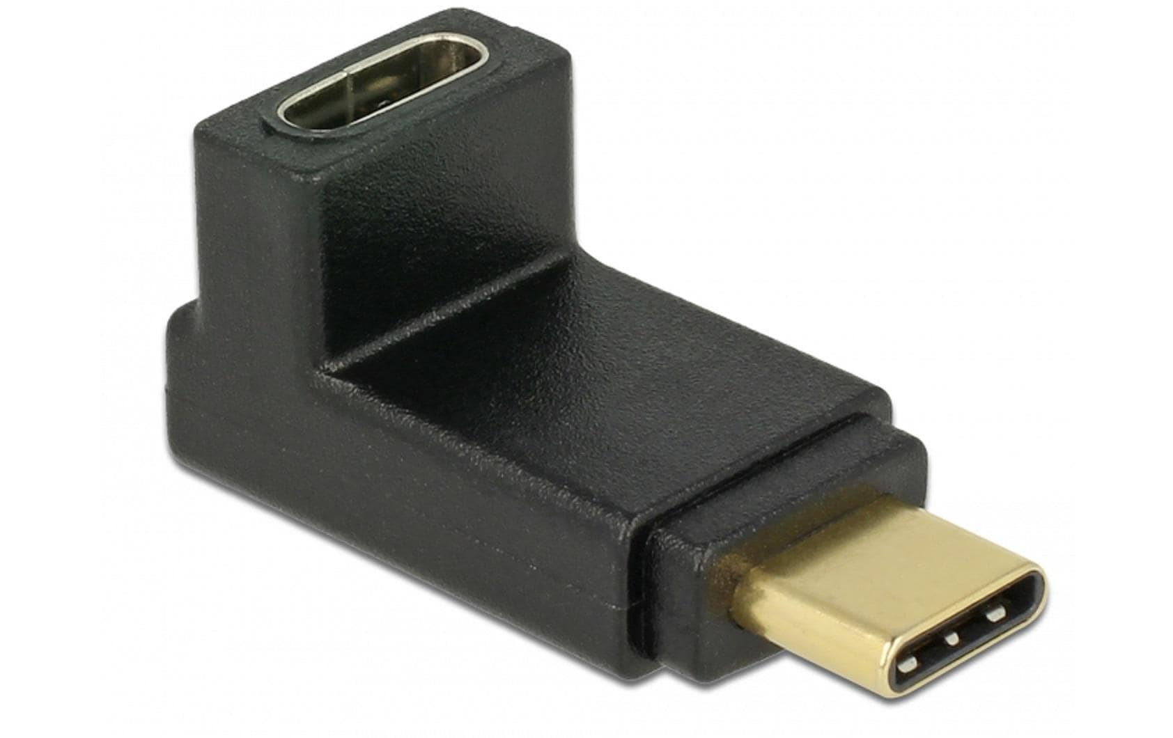 DeLOCK USB-Adapter USB-C Stecker zu USB-C Buchse – USB 3.2 Gen 2 (10 Gbit/s) – Abgewinkelt – Schwarz