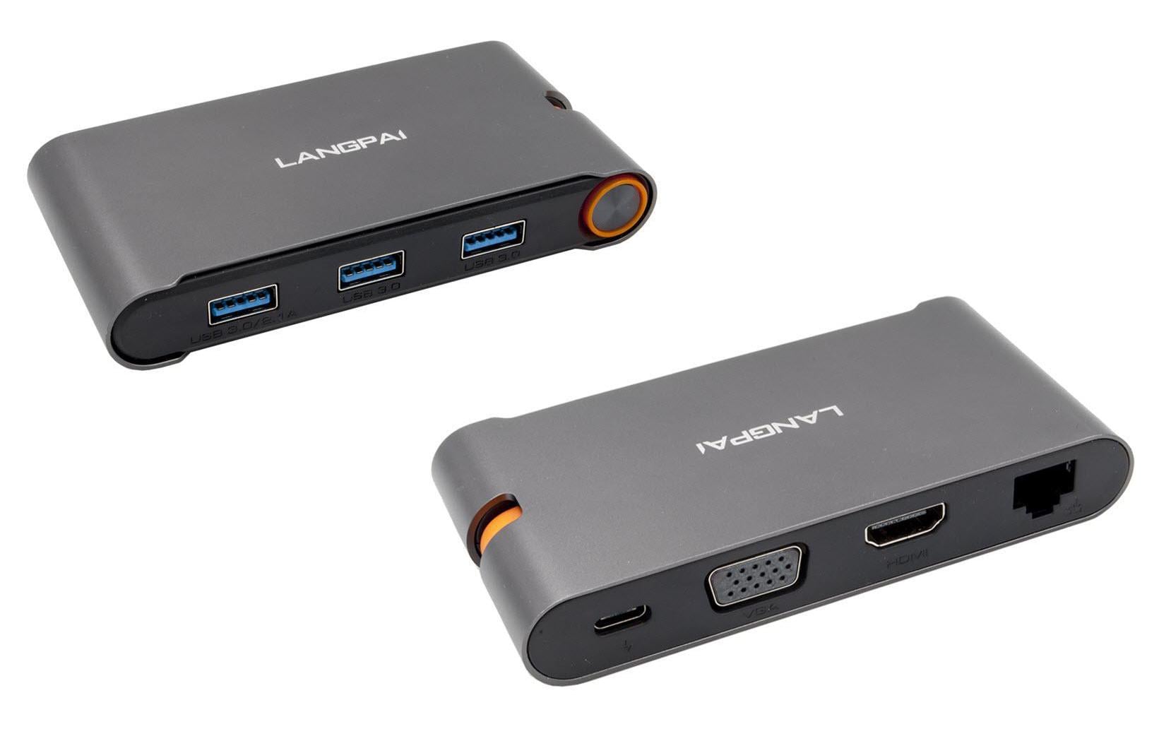 EXSYS EX-1220HM Dockingstation – USB-C, 1× HDMI, 1× VGA, 3× USB-A, GbE, für Windows/Mac/Linux