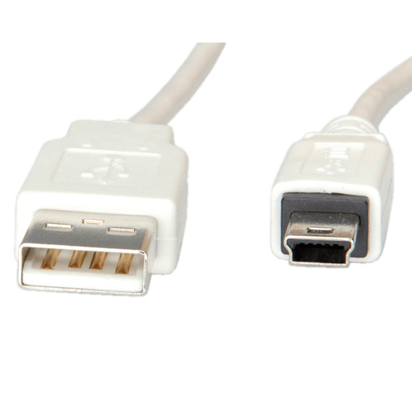 VALUE USB-A auf Mini-USB-B Kabel – USB 2.0 (480 Mbit/s) – 1,8 m – Geschirmt – Weiss