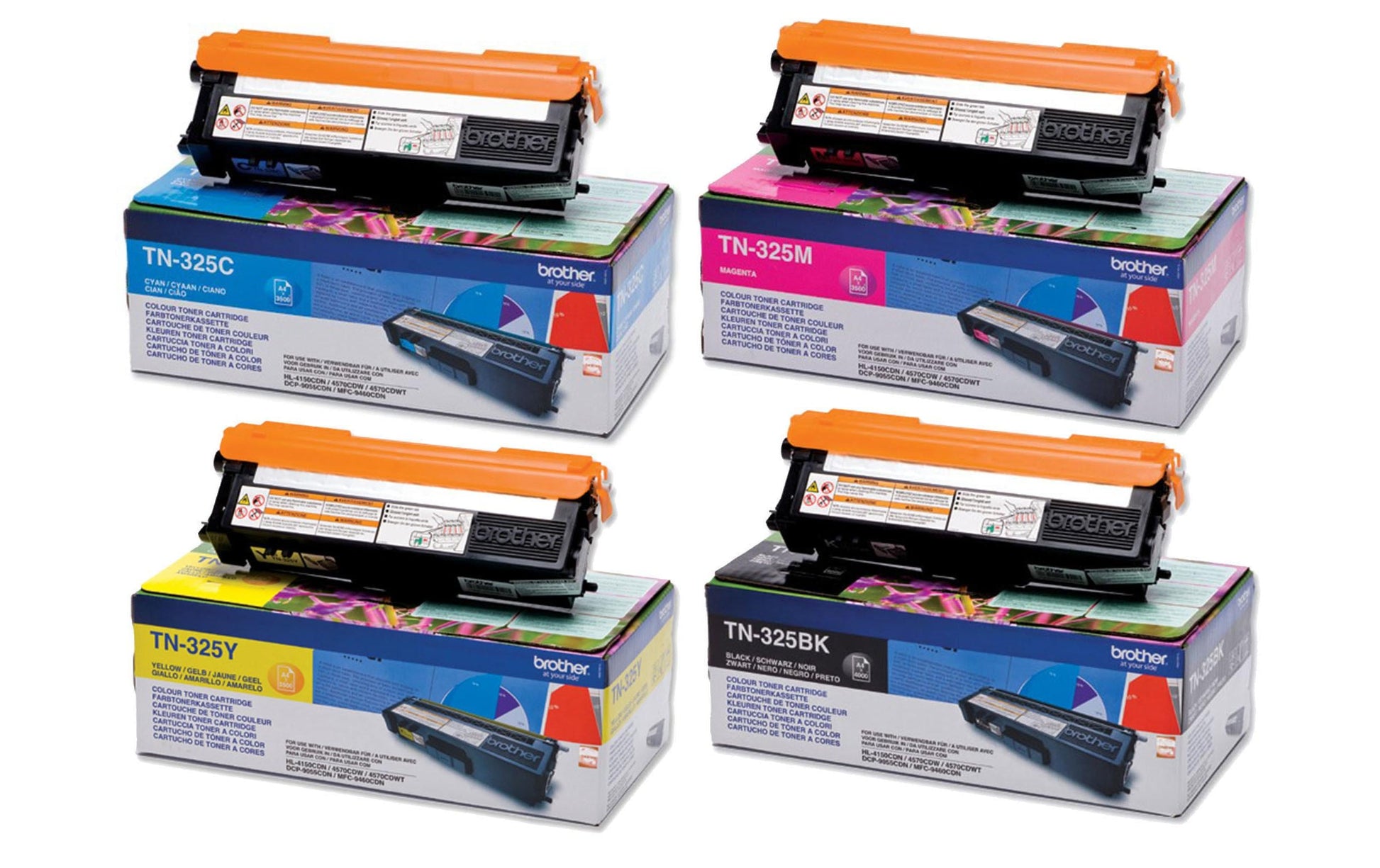 Brother Toner-Multipack TN325 – BK/C/M/Y, 3500 Seiten – für HL-4140CN/HL-4150CDN/HL-4570CDW und andere