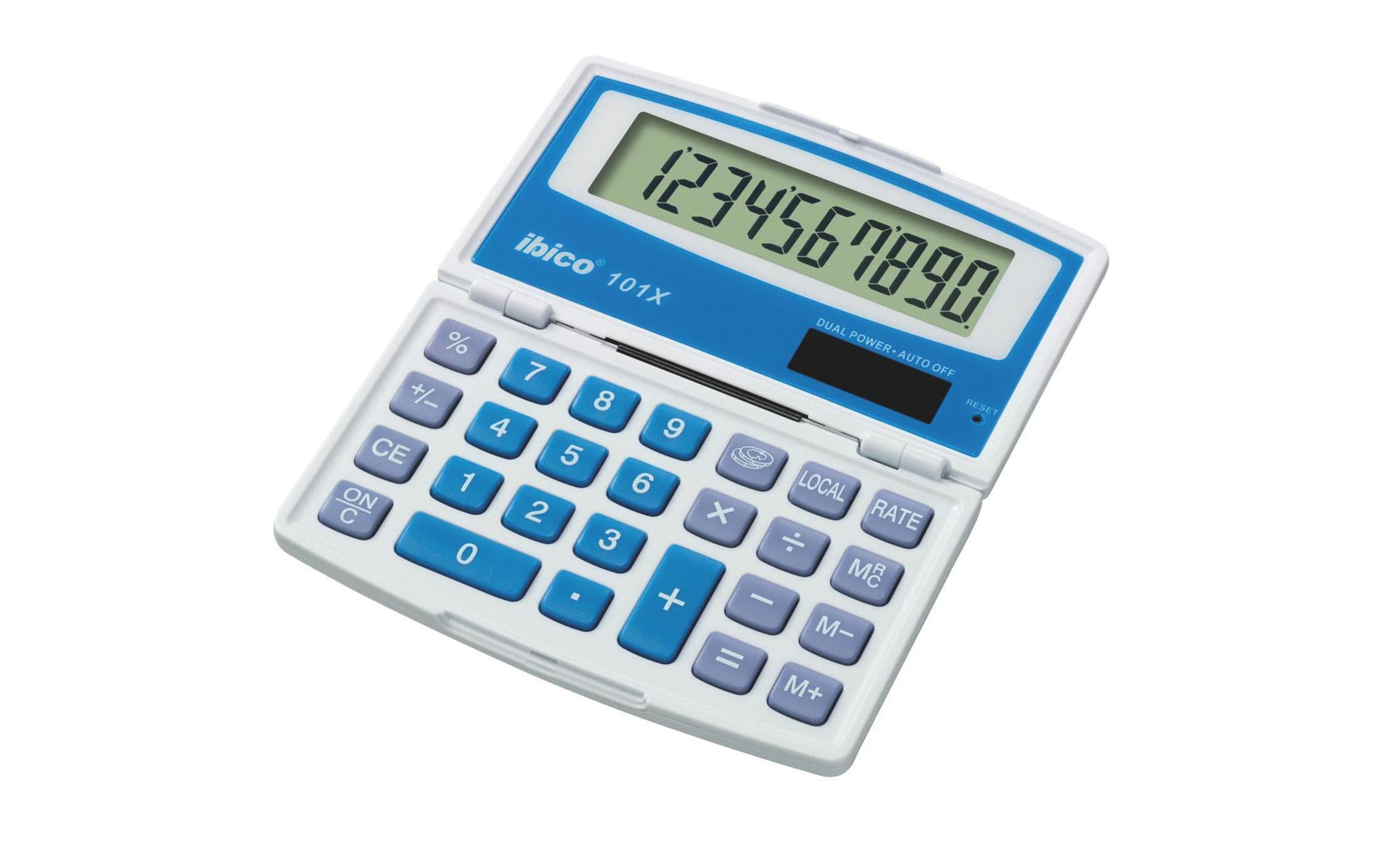 Ibico Taschenrechner 101X – 10-stellig, LCD, Grundrechenarten, Solar, Blau