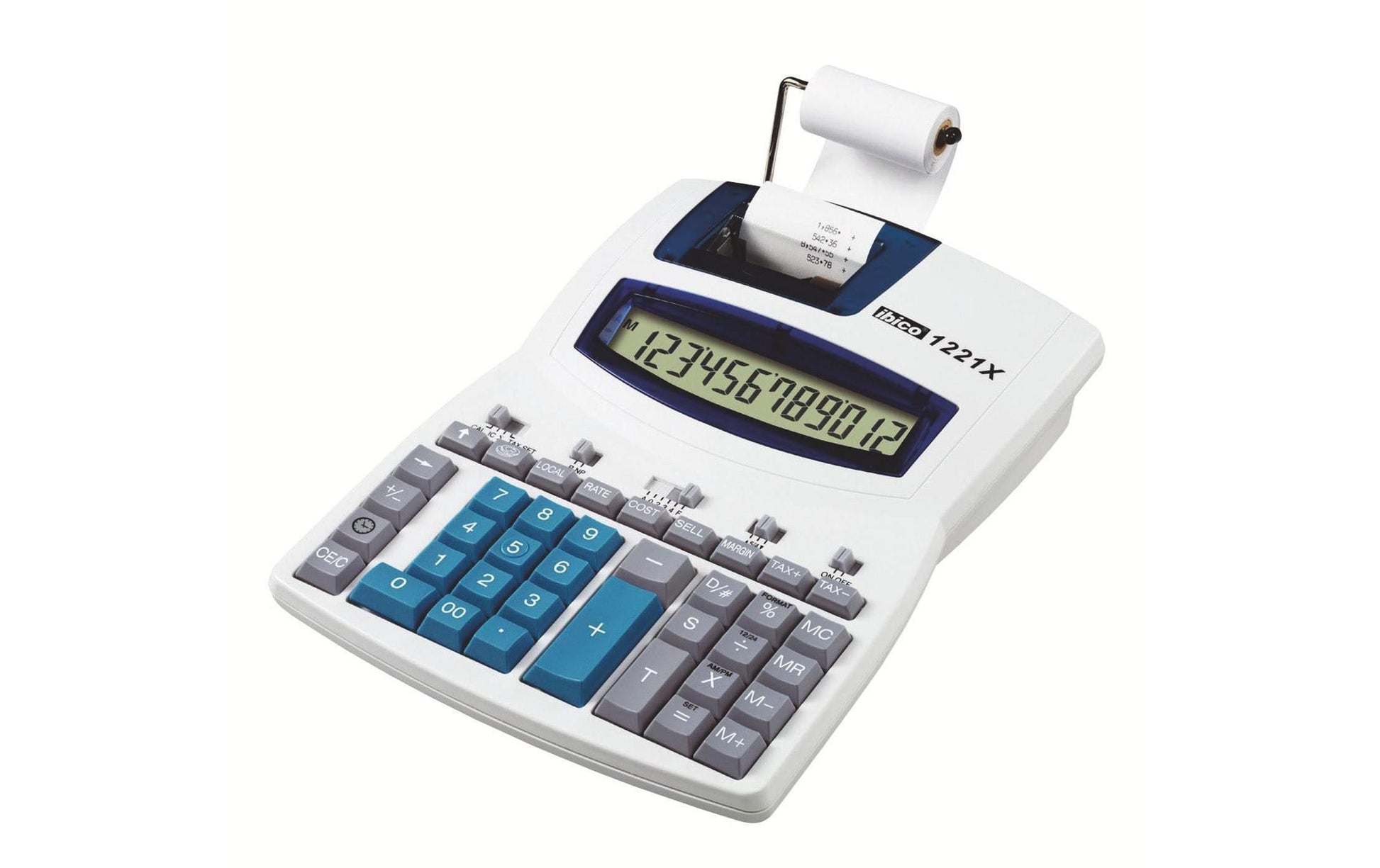 Ibico Tischrechner, druckend 1221X – 12-stellig, 2-farbig, 2,4 Zeilen/s, LCD, Steuer/Währung