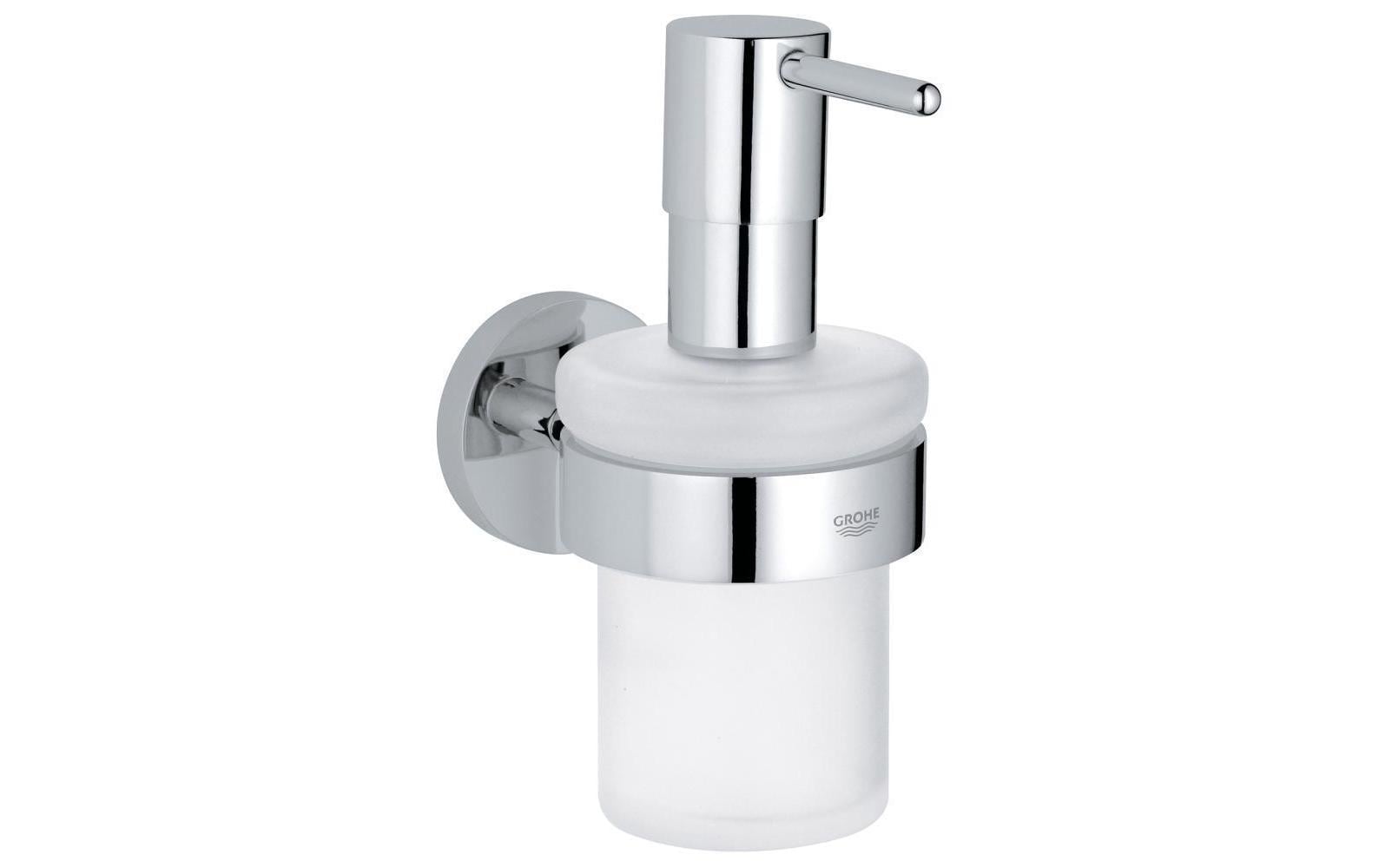 GROHE Essentials – Seifenspender, manuell, 160 ml, Wandmontage, Glas, Chrom, mit Halter