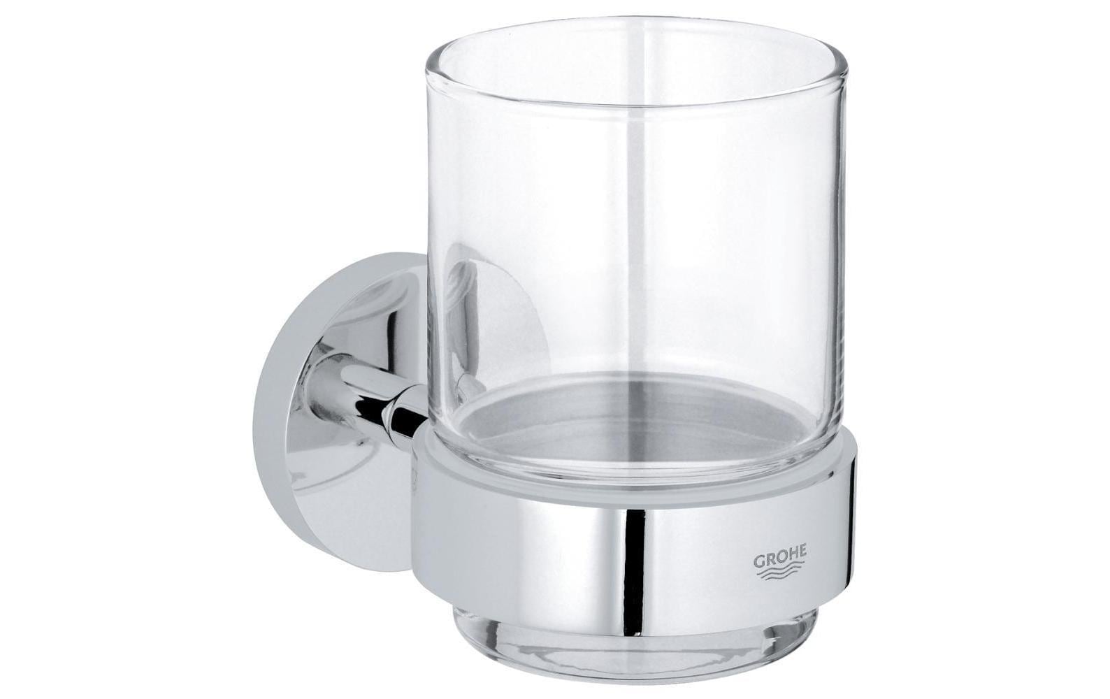 GROHE Zahnputzbecher – Glas, Wandmontiert (Kleben), Chrom