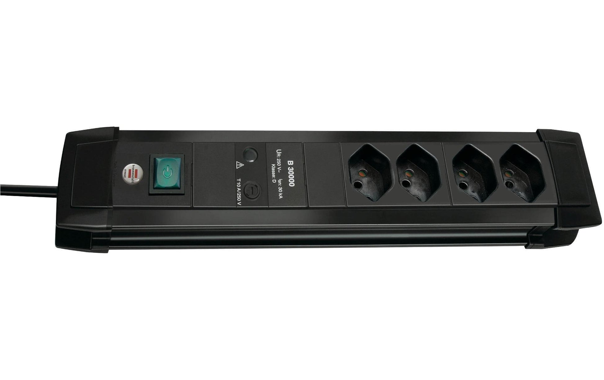 Brennenstuhl Premium-Line Steckdosenleiste, 4×T13, mit Schalter, 1,8 m, Eingang T12 – Schwarz