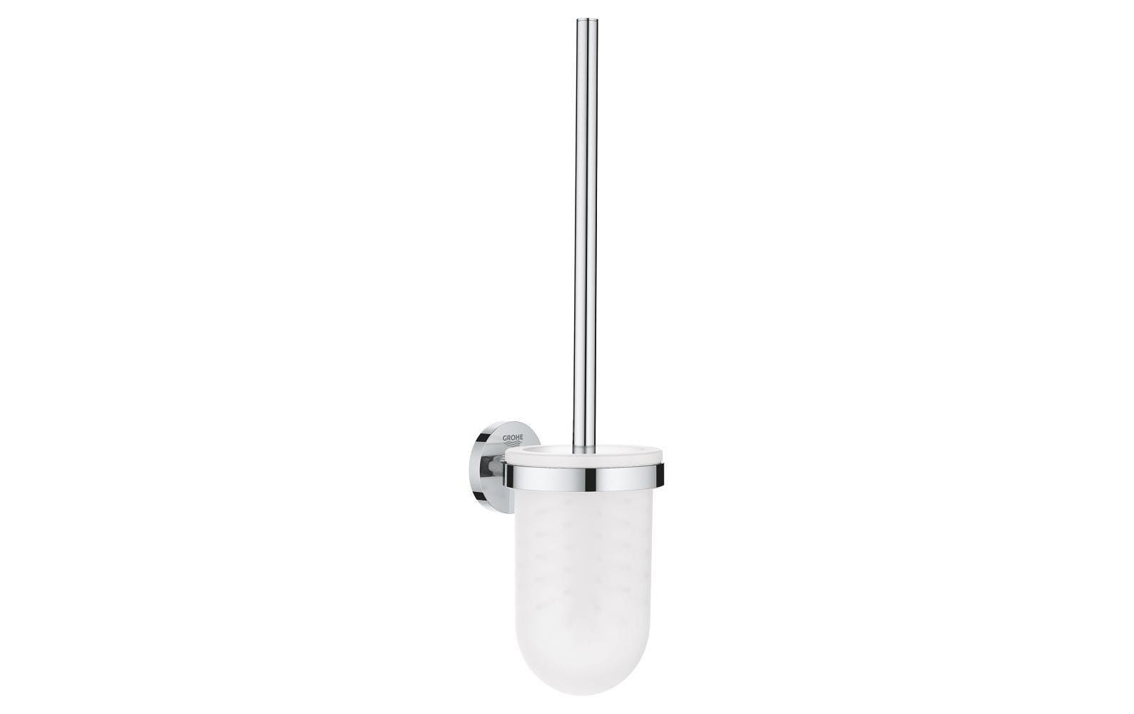 GROHE WC-Bürstenset – Glas, chrom, wandmontiert, Metallgriff, H 39,8 cm, Ø 12 cm