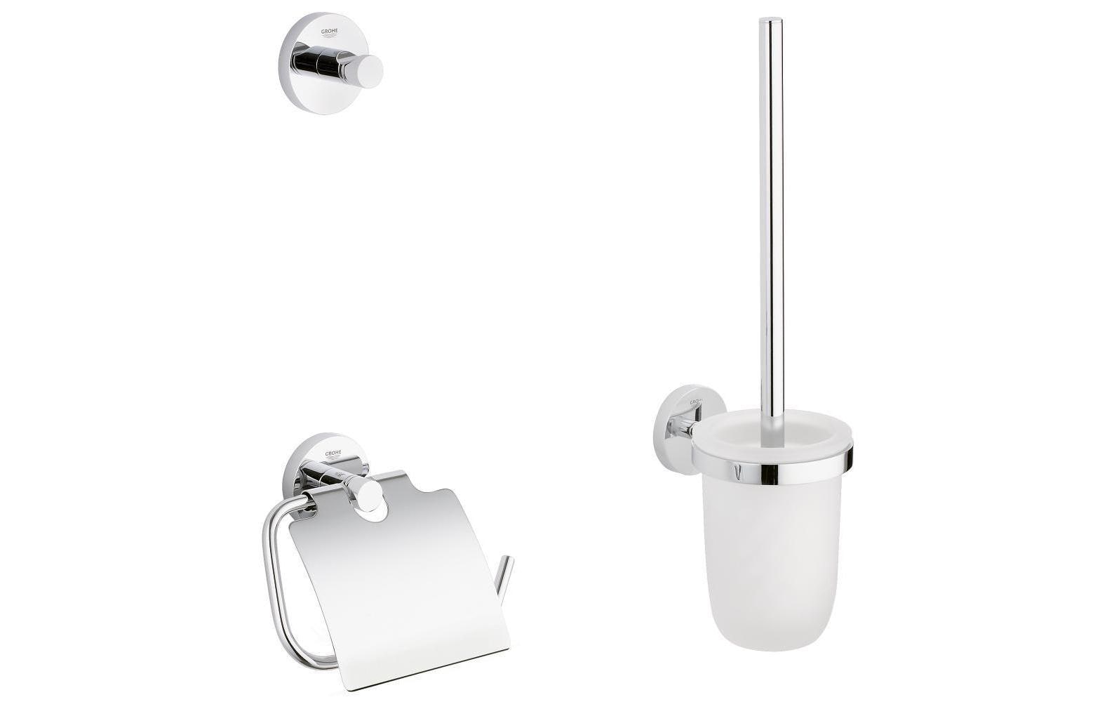 GROHE WC-Garnitur Essentials – Glas/Chrom, Weiss, Wandmontage
