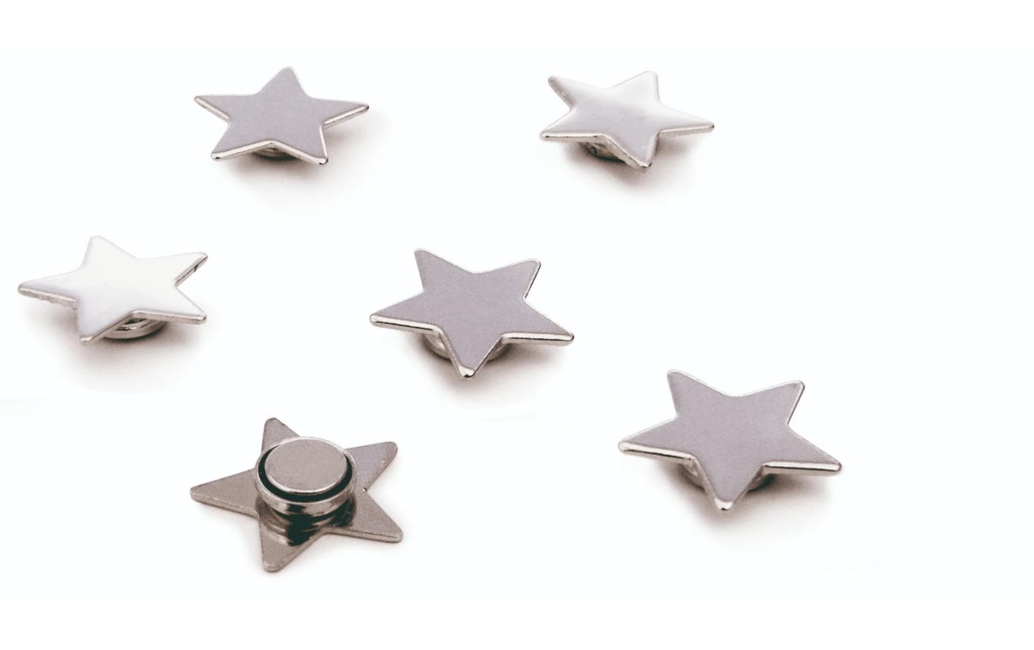 Trendform STAR Tafelmagnete – 15 × 15 × 5 mm – Stahl, 6 Stück, Chrom