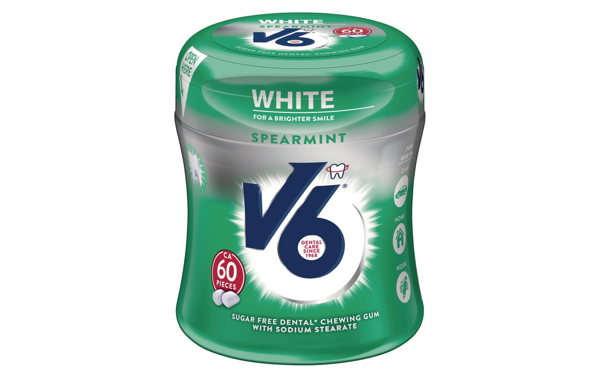 V6 Kaugummi – White Spearmint – 87 g